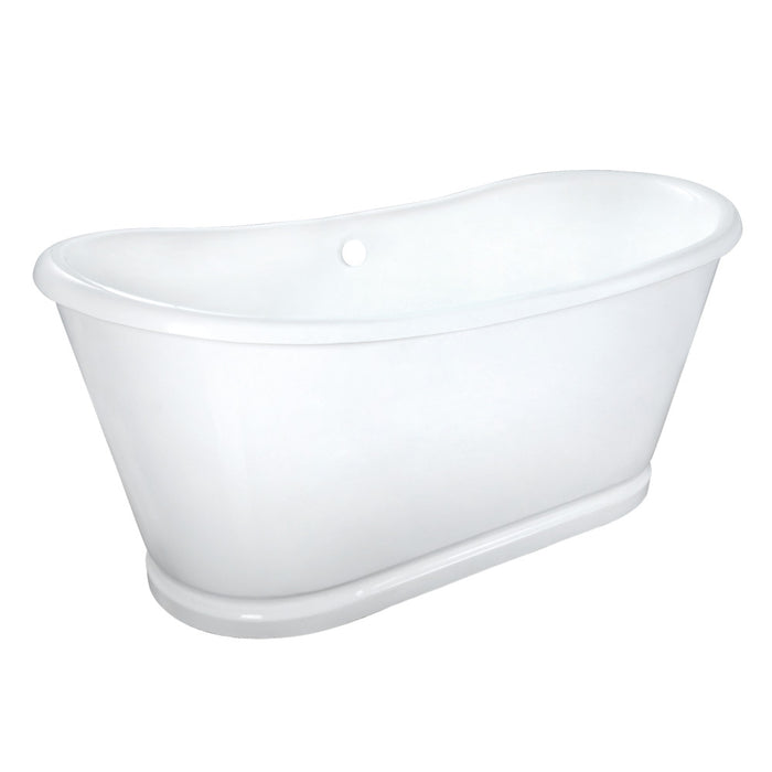 Kingston Brass VCTDS723129 72" Cast Iron Oval Double Slipper Pedestal Tub (No Faucet Drillings), White