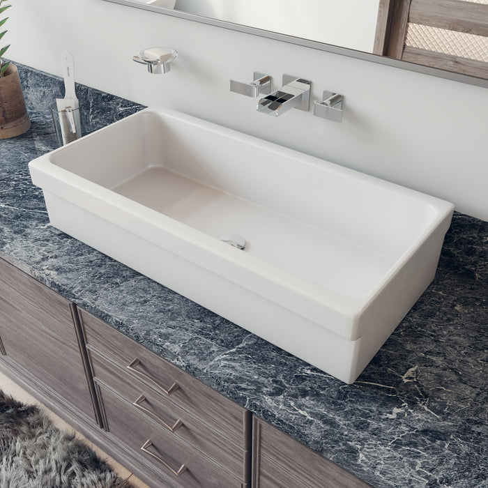 ALFI AB36TR  36" White Above Mount Fireclay Bath Trough Sink