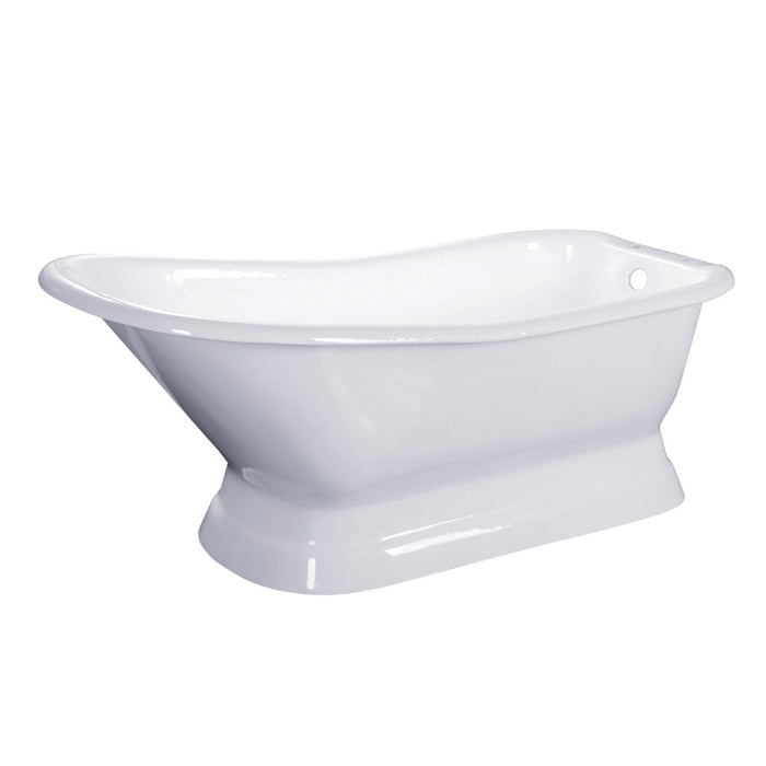 Aqua Eden VCT7D663028 66" Cast Iron D-Shaped Single Slipper Pedestal Tub (7" Faucet Drillings), White