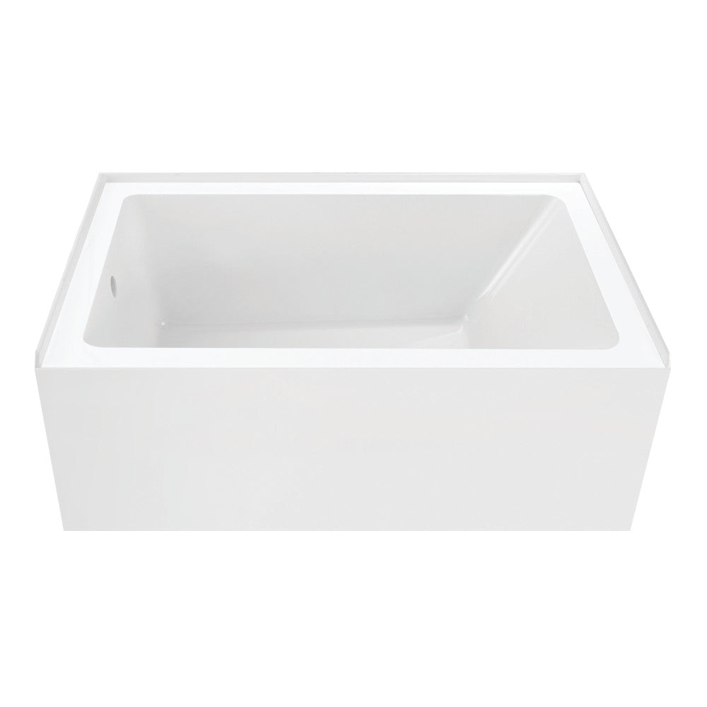 Aqua Eden VTAP5436L22 54" Acrylic Rectangular 3-Wall Alcove Tub, Left Hand Drain, Glossy White