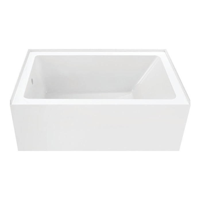 Aqua Eden VTAP5436L22 54" Acrylic Rectangular 3-Wall Alcove Tub, Left Hand Drain, Glossy White