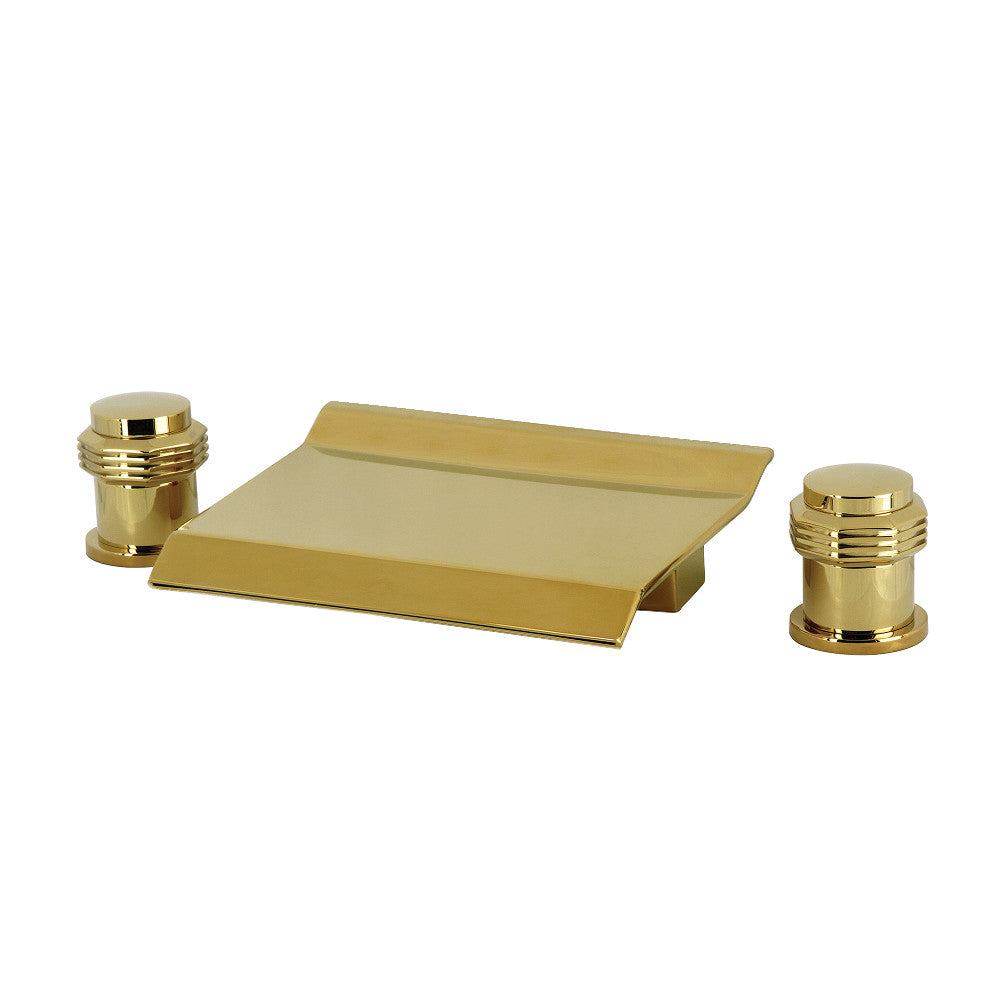 Kingston Brass LS2242MR Milano Two-Handle Deck Mount Waterfall Roman Tub Faucet, Polished Brass