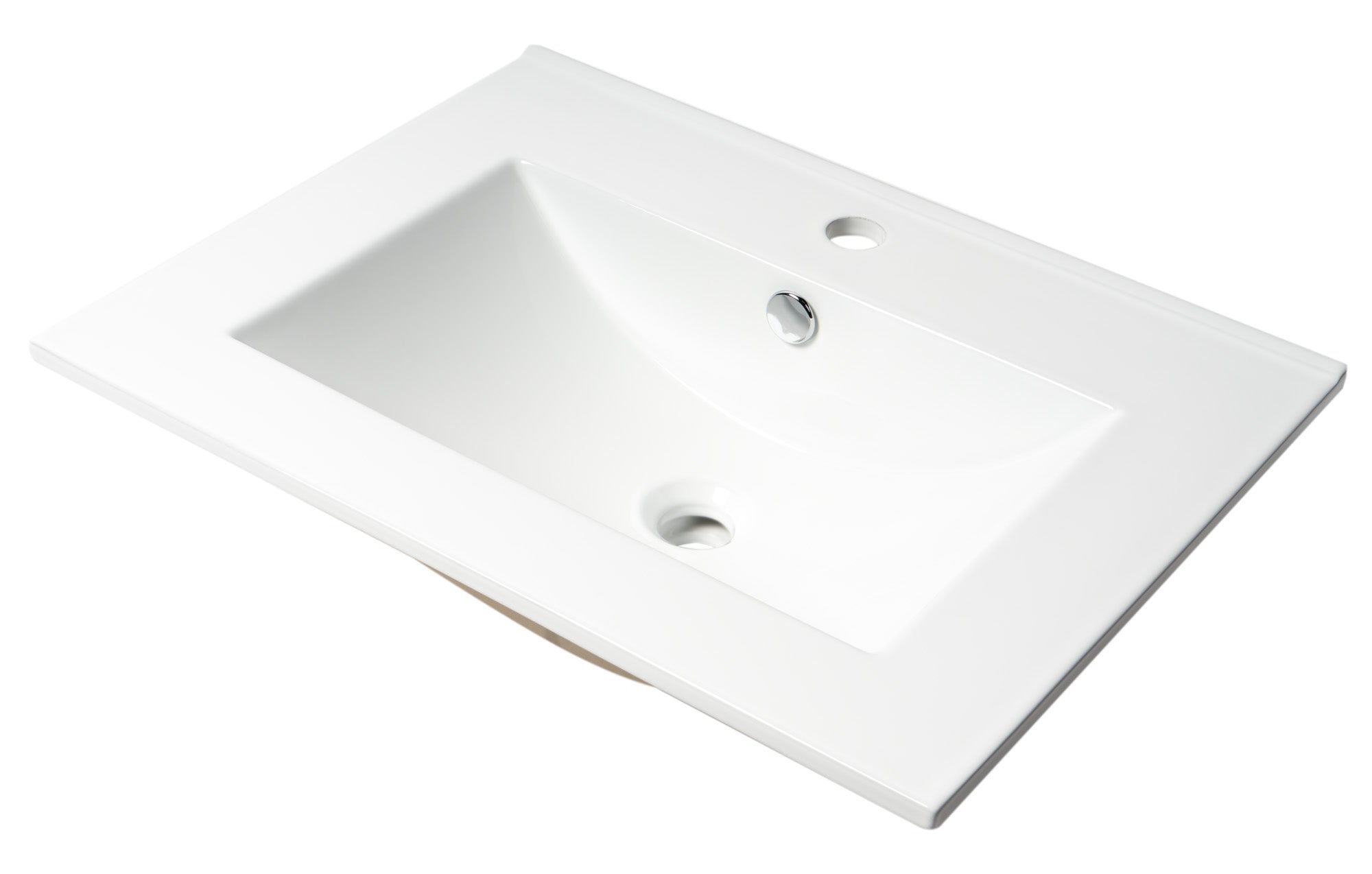 ALFI ABC803 White 25" Rectangular Drop In Ceramic Sink with Faucet Hole