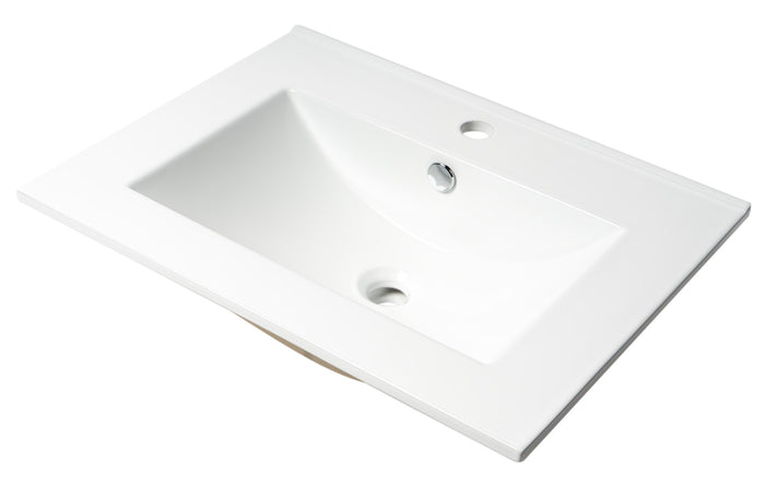 ALFI ABC803 White 25" Rectangular Drop In Ceramic Sink with Faucet Hole