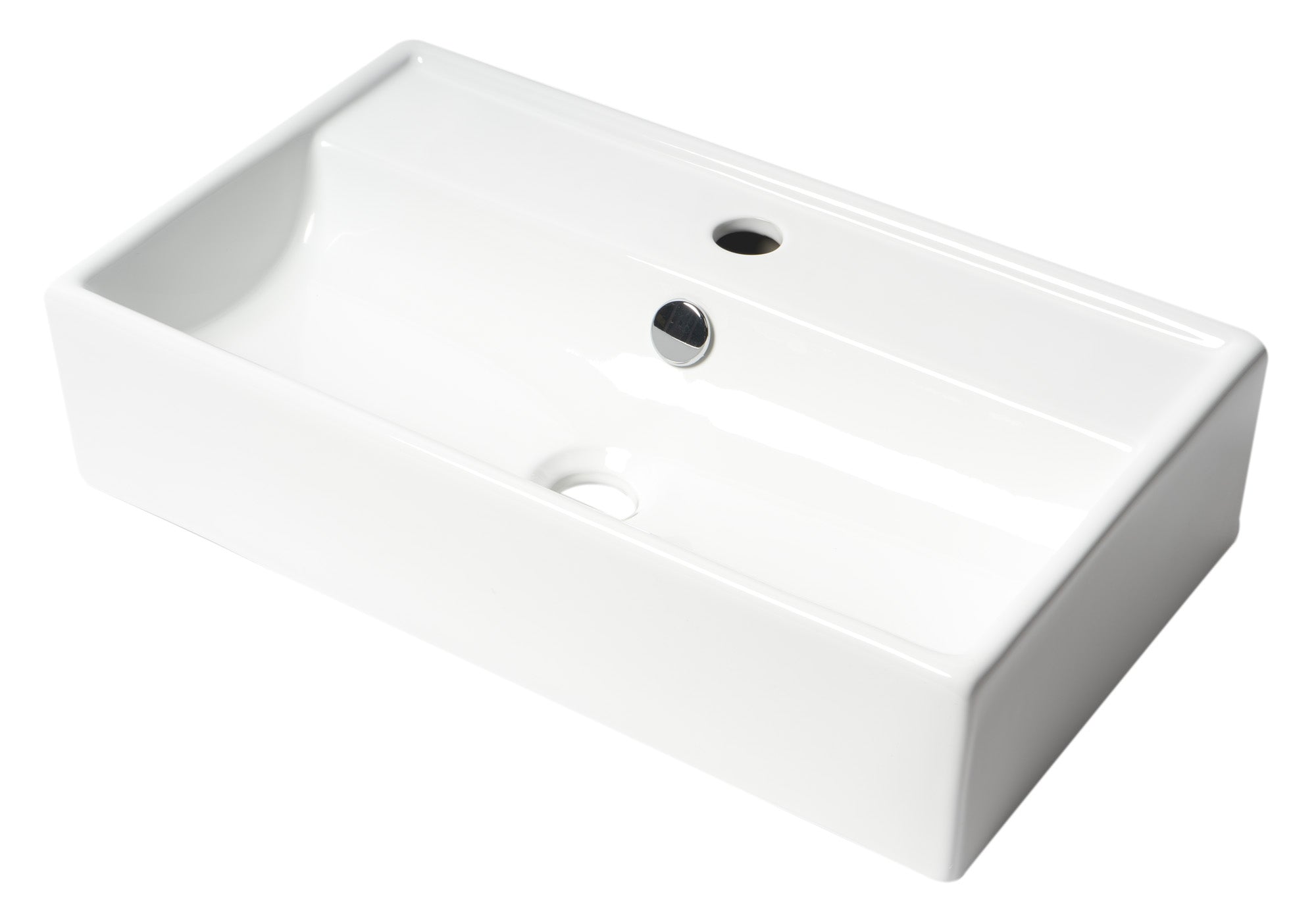 ALFI ABC122 White 22" Rectangular Wall Mounted Ceramic Sink with Faucet Hole