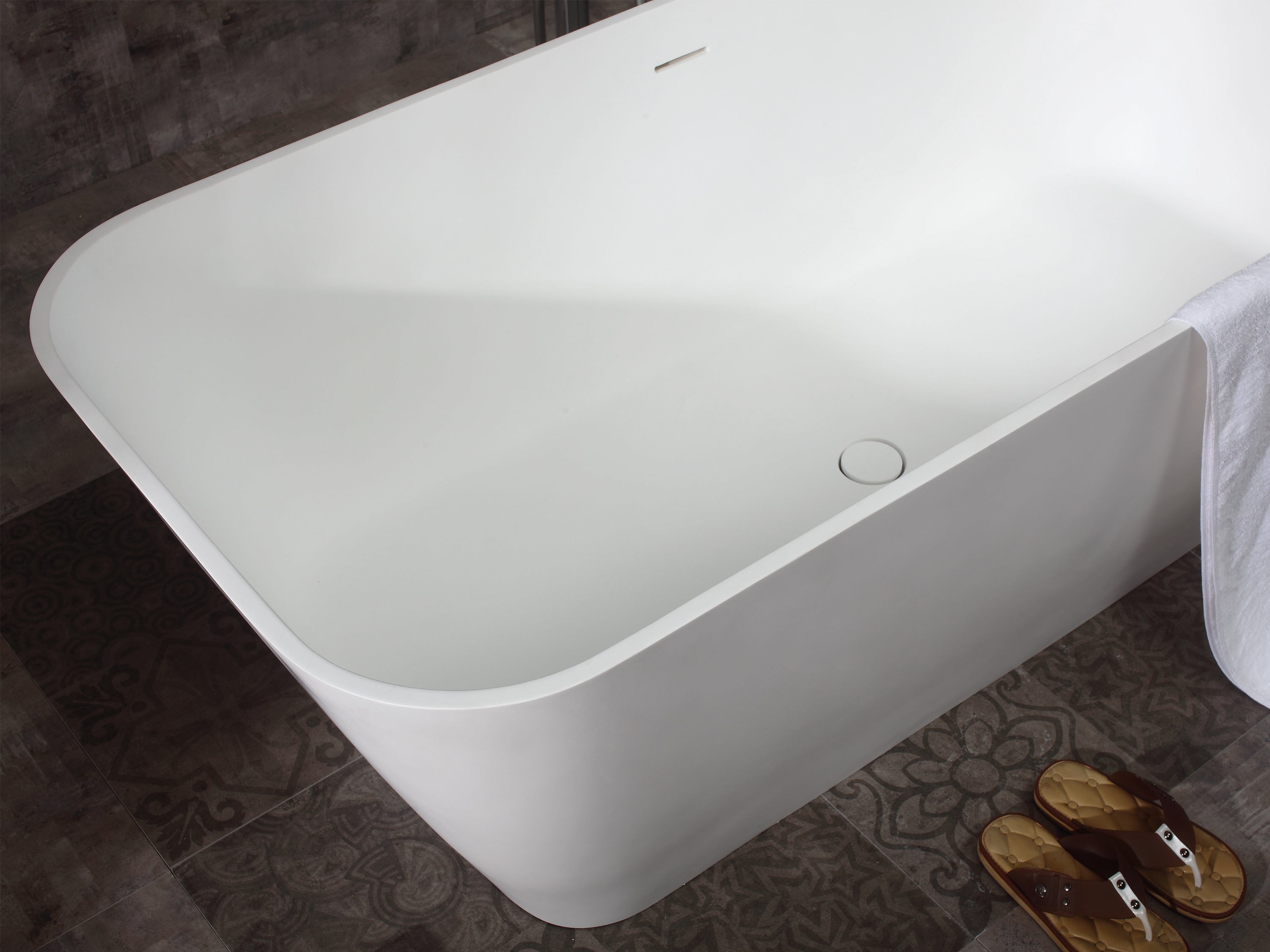 ALFI AB9952 67" White Rectangular Solid Surface Smooth Resin Soaking Bathtub