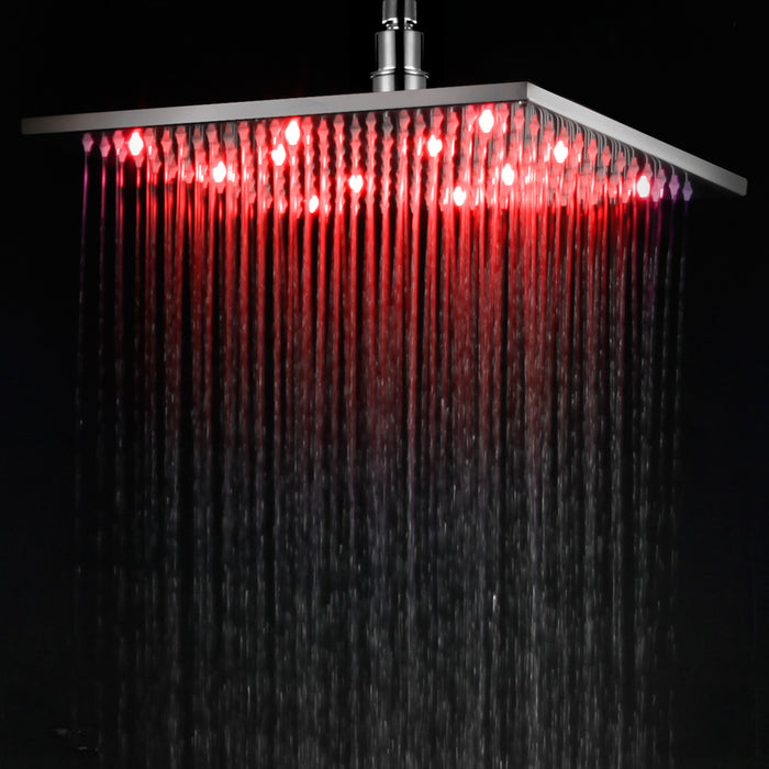 ALFI LED12S-BN Brushed Nickel 12" Square Multi Color LED Rain Shower Head