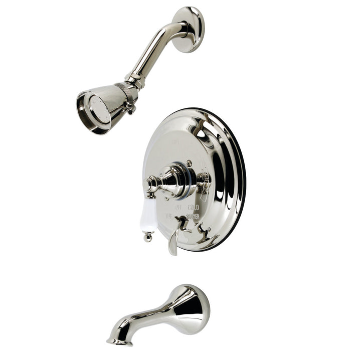 Kingston Brass KB36360PL Restoration Single-Handle Pressure Balanced Tub and Shower Faucet, Polished Nickel