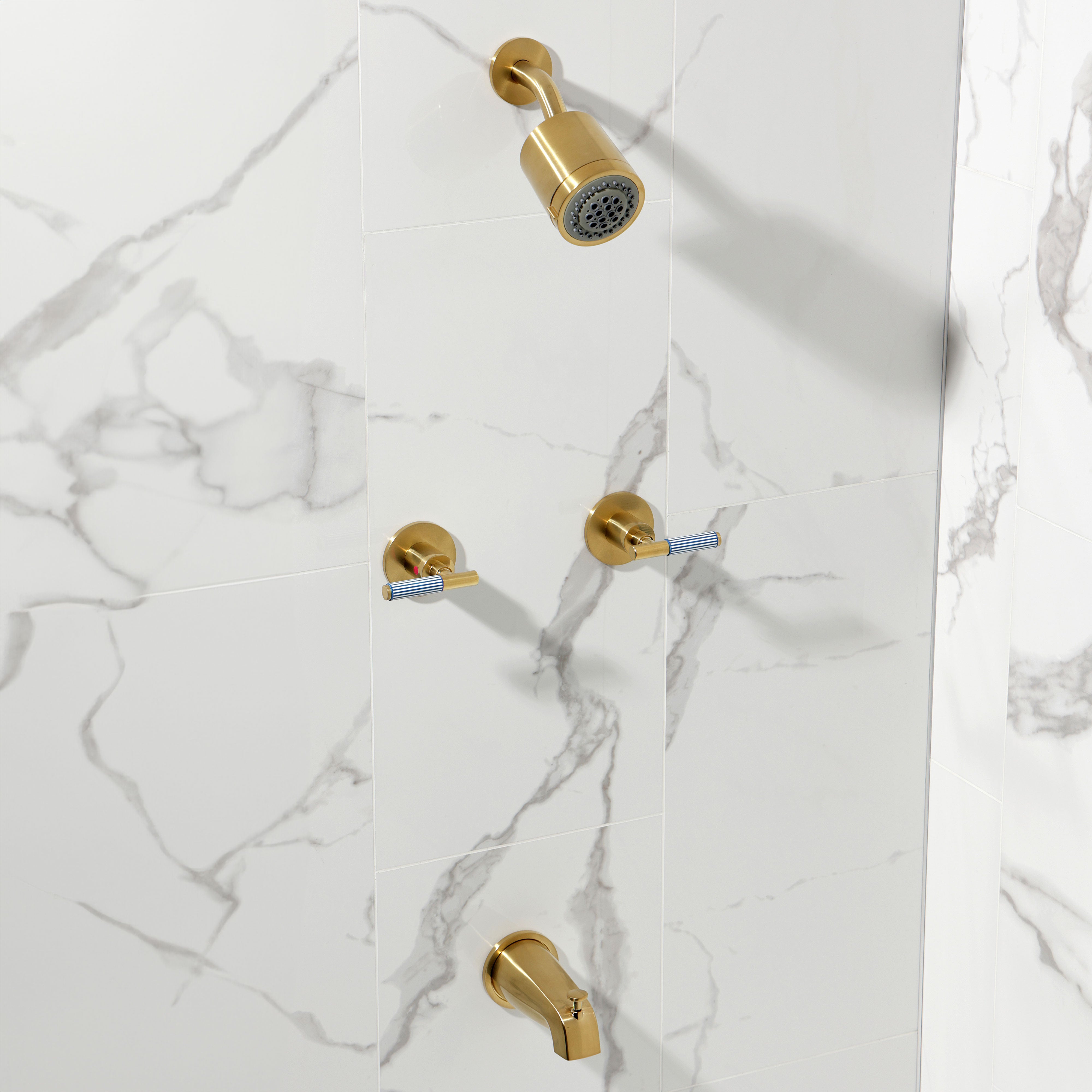 Kingston Brass KBX8147KPS Verona Double-Handle Tub and Shower Faucet, Brushed Brass