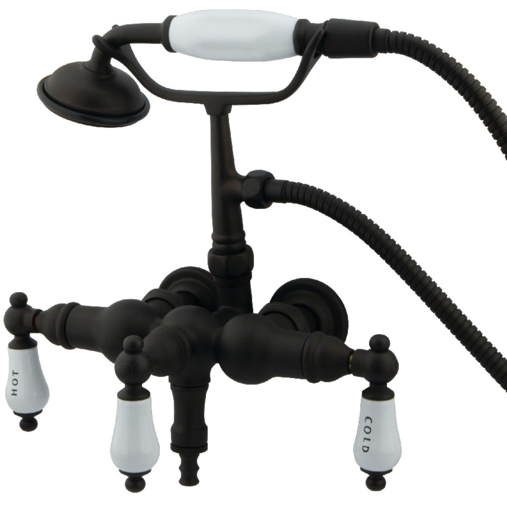 Kingston Brass CC21T5 Vintage 3-3/8-Inch Wall Mount Tub Faucet with Hand Shower, Oil Rubbed Bronze