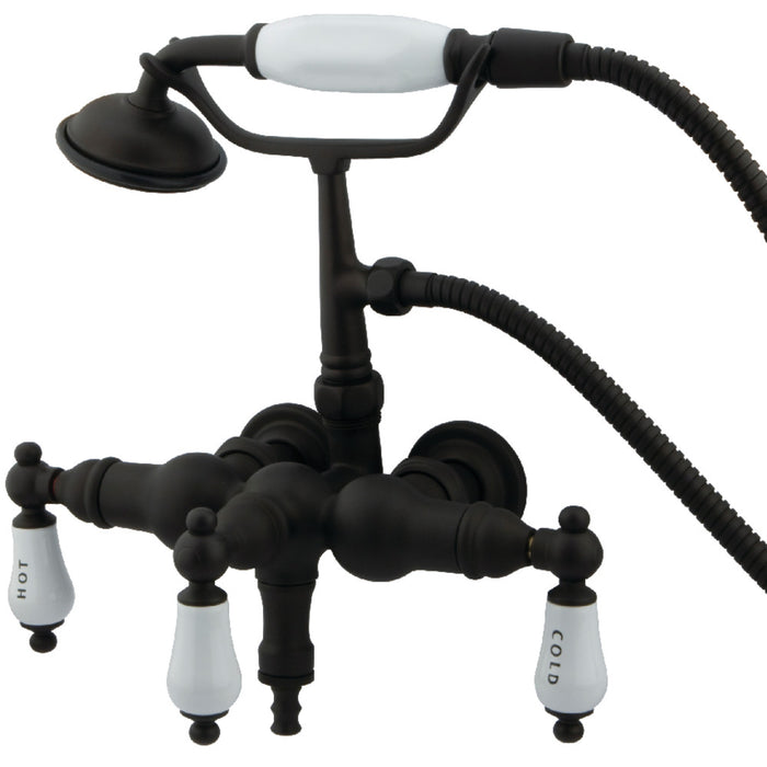 Kingston Brass CC21T5 Vintage 3-3/8-Inch Wall Mount Tub Faucet with Hand Shower, Oil Rubbed Bronze