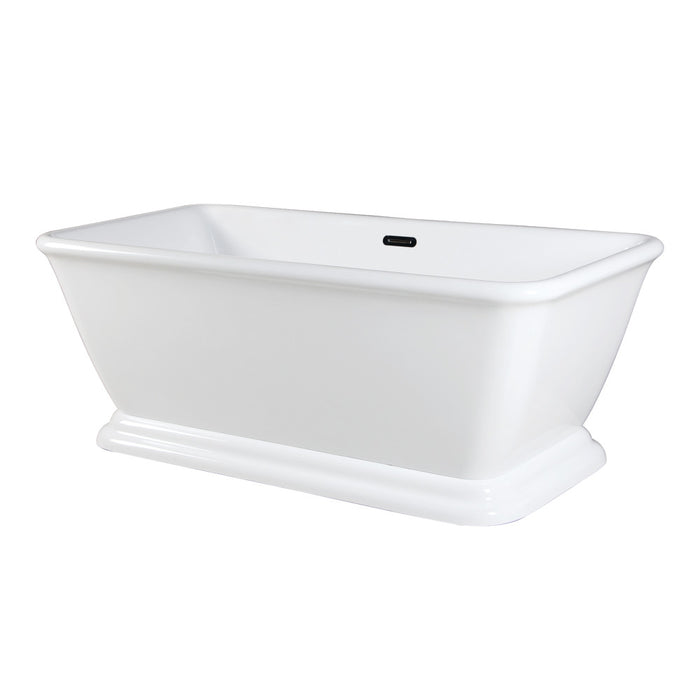 Aqua Eden VTSQ713224 71" Acrylic Oval Rectangular Double Ended Pedestal Tub with Drain (No Faucet Drillings), Glossy White