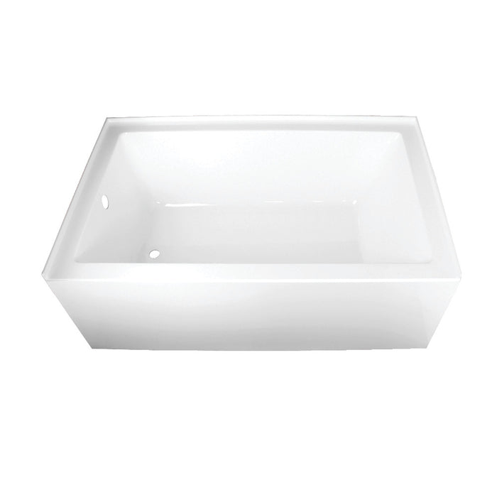 Aqua Eden VTAP603622L 60" Acrylic Rectangular 3-Wall Alcove Tub, Left Hand Drain, Glossy White