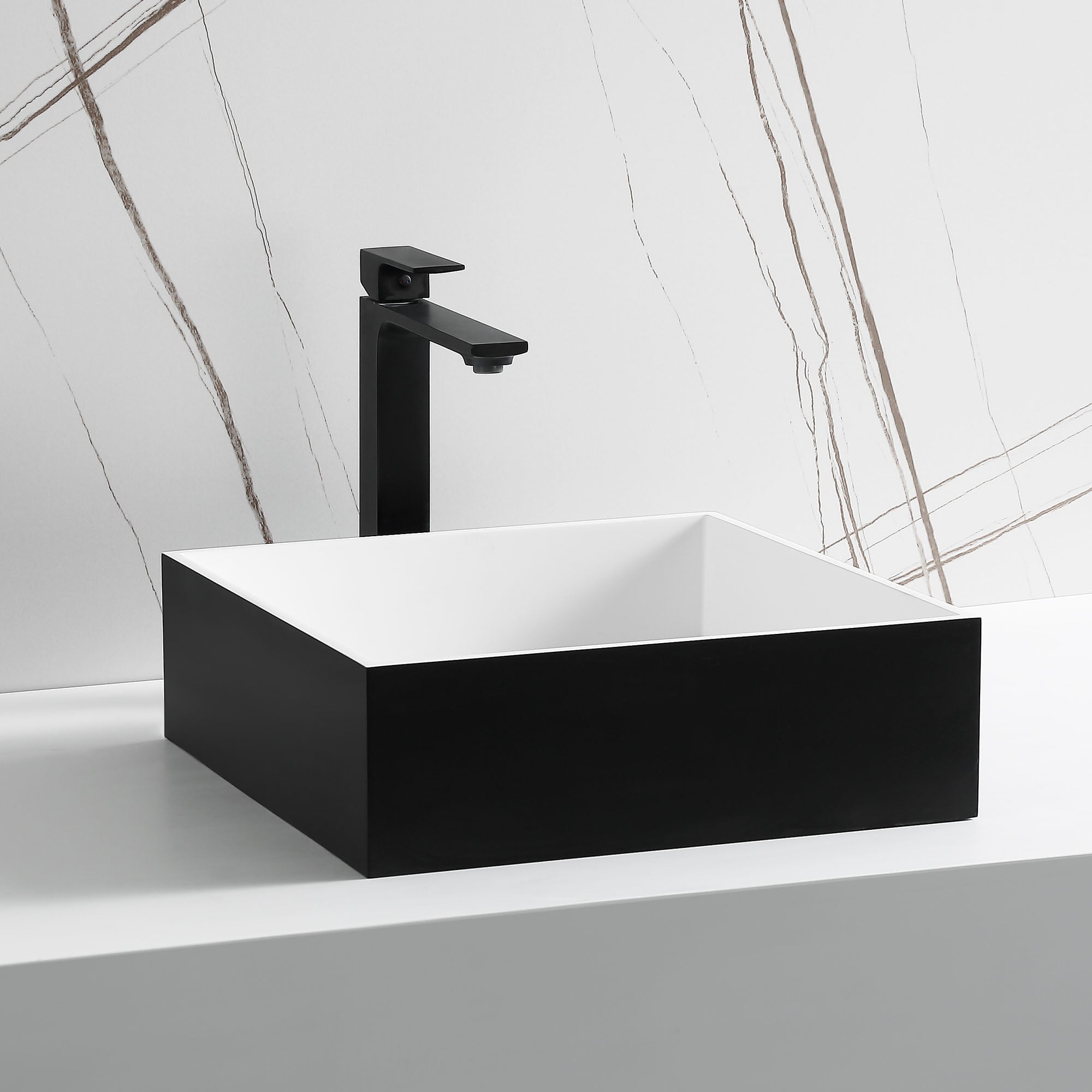 ALFI ABRS14SBM Black Matte 14" Square Solid Surface Resin Sink