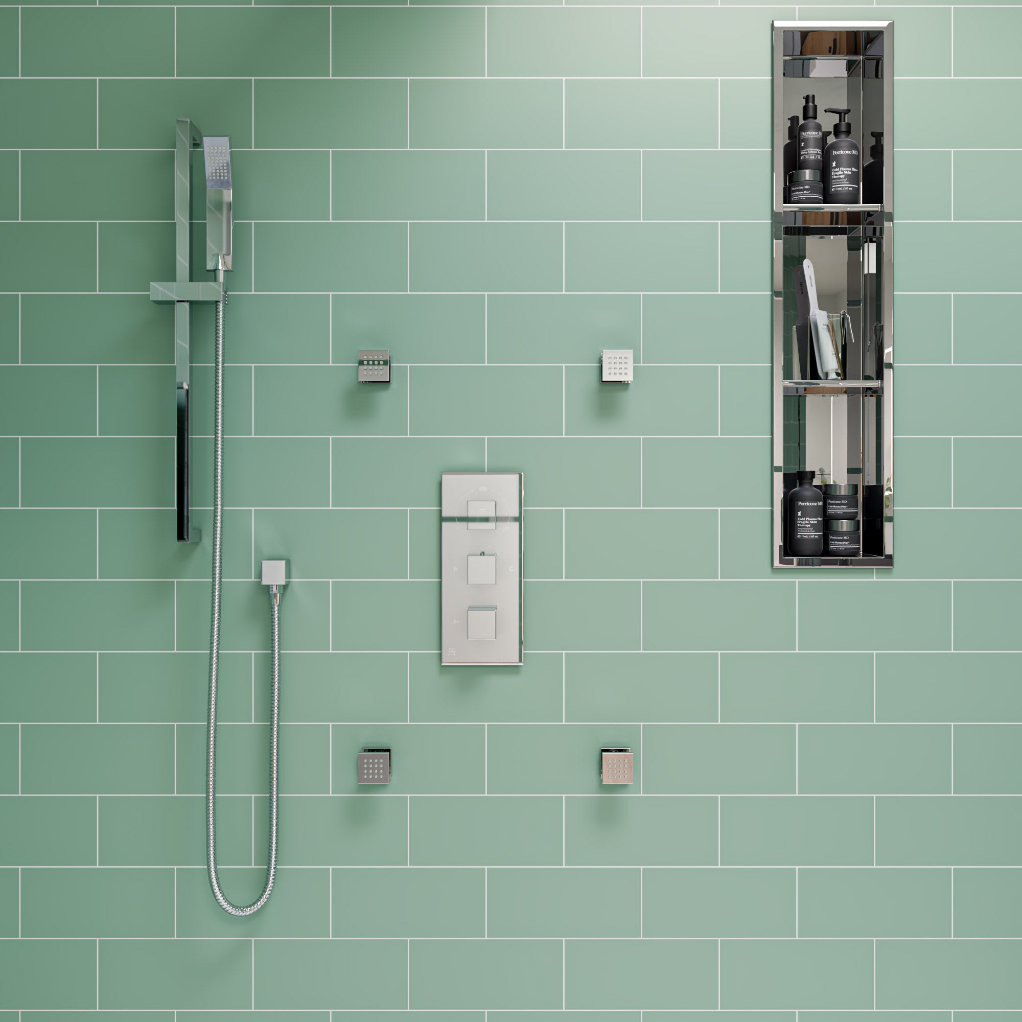 ALFI ABN0836-PSS 8 x 36 Polished Stainless Steel Vertical Triple Shelf Bath Shower Niche