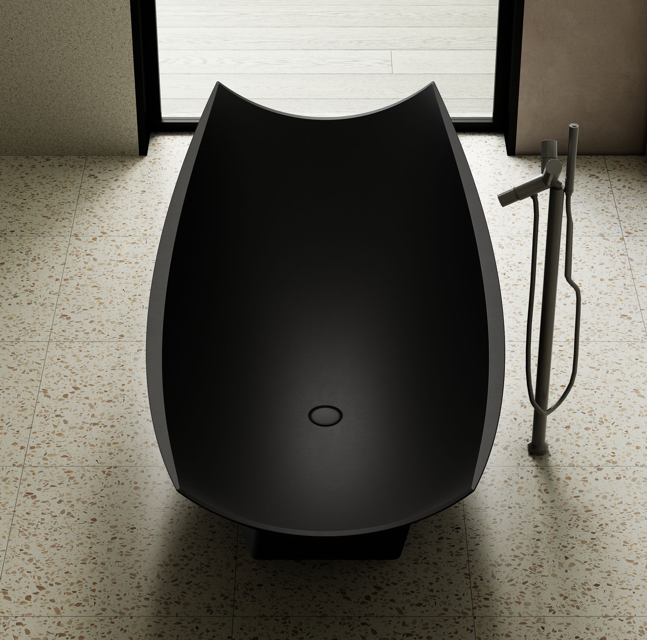 ALFI AB9992BM Black Matte 71" Solid Surface Resin Free Standing Hammock Style Bathtub