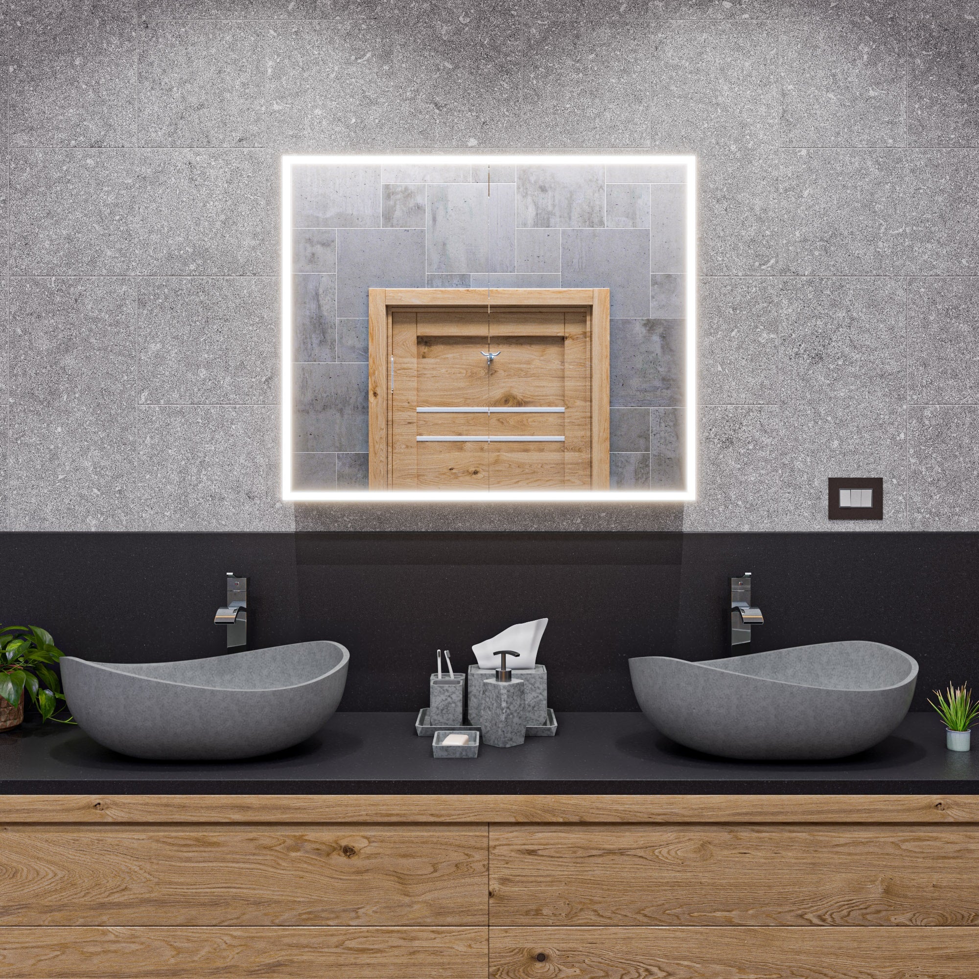 ALFI ABCO23O 23" Solid Concrete Wavy Oval Above Mount Vessel Sink