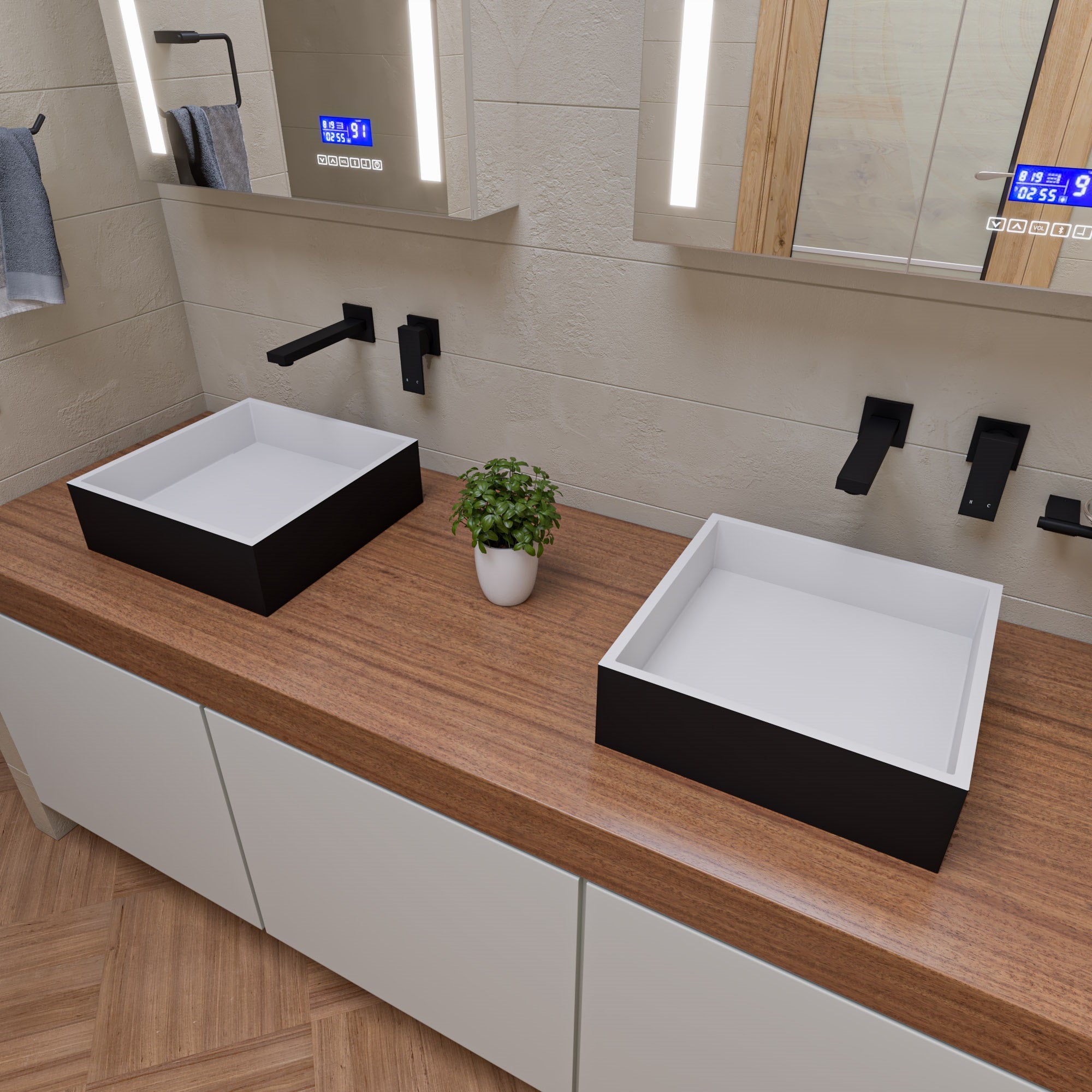 ALFI ABRS14SBM Black Matte 14" Square Solid Surface Resin Sink
