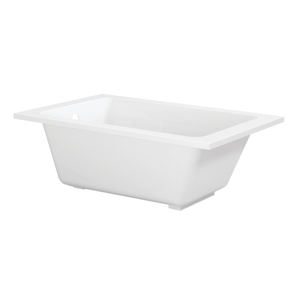 Kingston Brass VTPN543419T 54" Acrylic Rectangular Drop-In Tub with Anti-Skid Surface, Glossy White