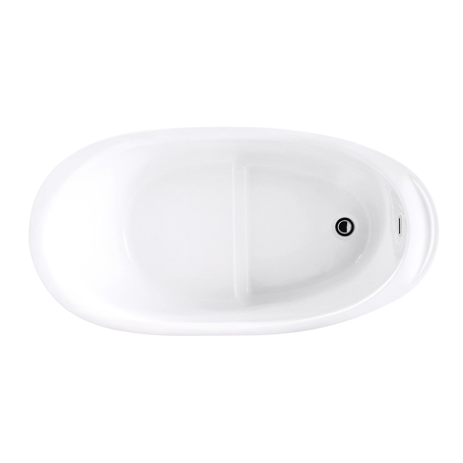 Kingston Brass VTOV512730S 52" Acrylic Oval Single Slipper Freestanding Tub with Drain and Integrated Seat, Glossy White