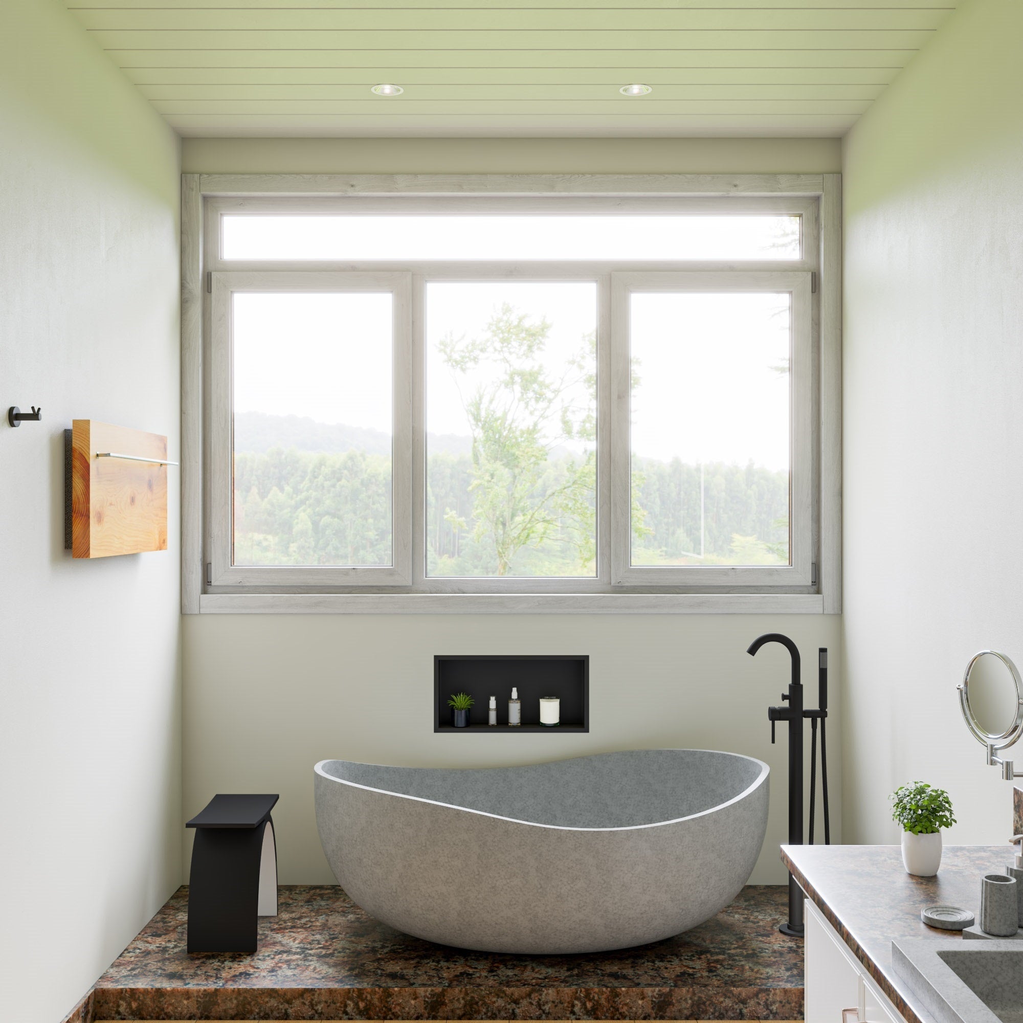 ALFI ABCO63TUB 63" Solid Concrete Gray Matte Oval Bathtub