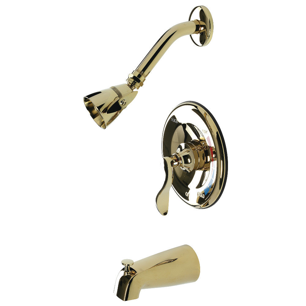 Kingston Brass KB8632DFL NuWave Single-Handle Pressure Balanced Tub and Shower Faucet, Polished Brass