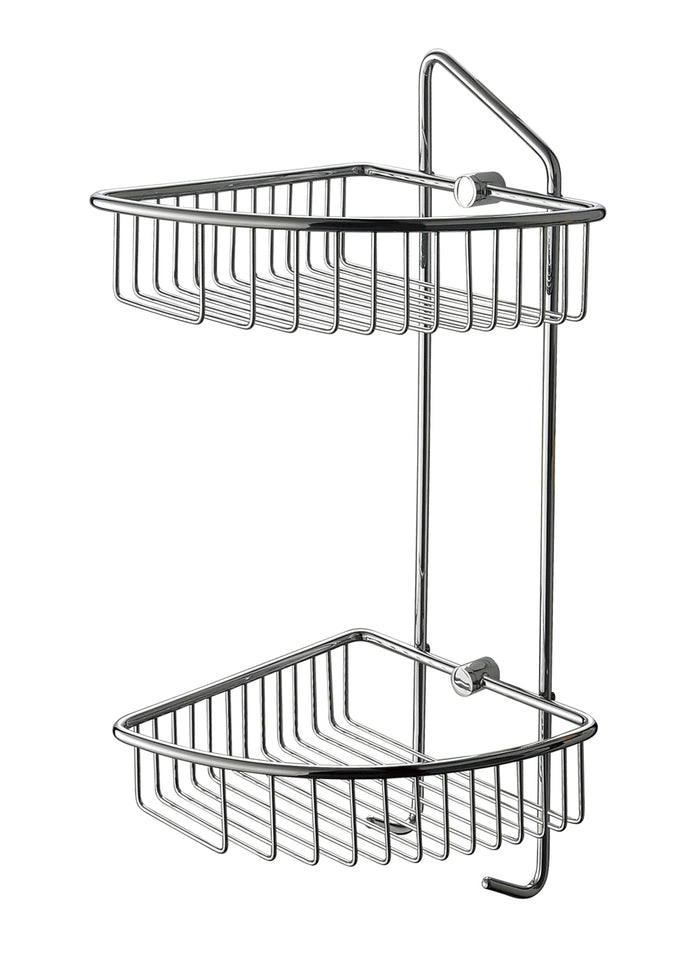 ALFI AB9532 Polished Chrome Corner Mounted Double Basket Shower Shelf Bathroom Accessory