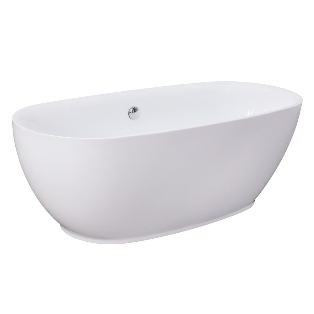 Kingston Brass VTDE673023BA 67" Acrylic Oval Double Ended Freestanding Tub with Drain, Glossy White