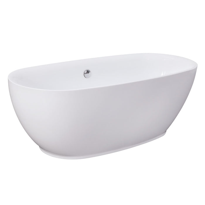 Kingston Brass VTDE673023BA 67" Acrylic Oval Double Ended Freestanding Tub with Drain, Glossy White