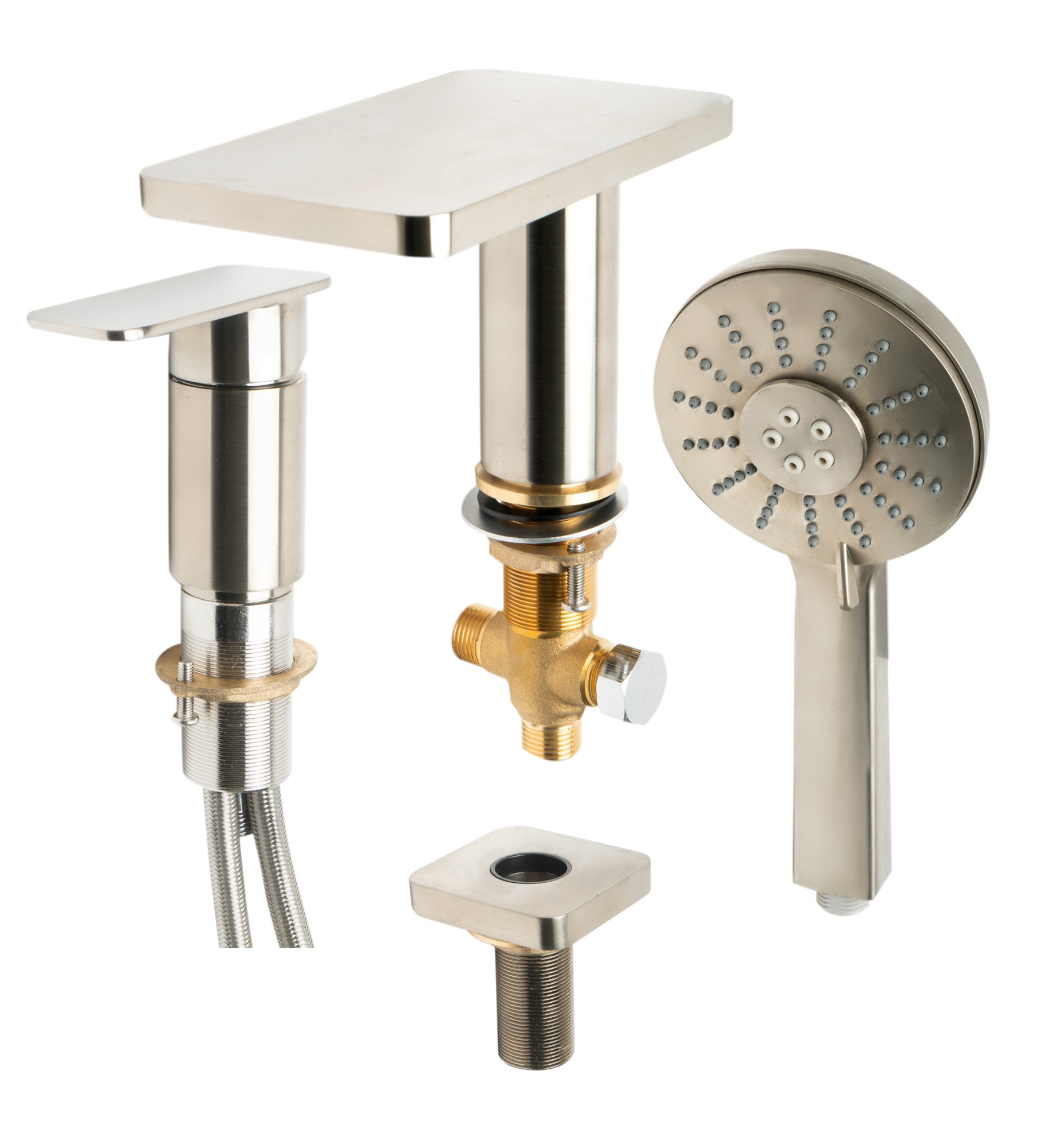 ALFI AB2879-BN Brushed Nickel Deck Mounted Tub Filler with Hand Held Showerhead