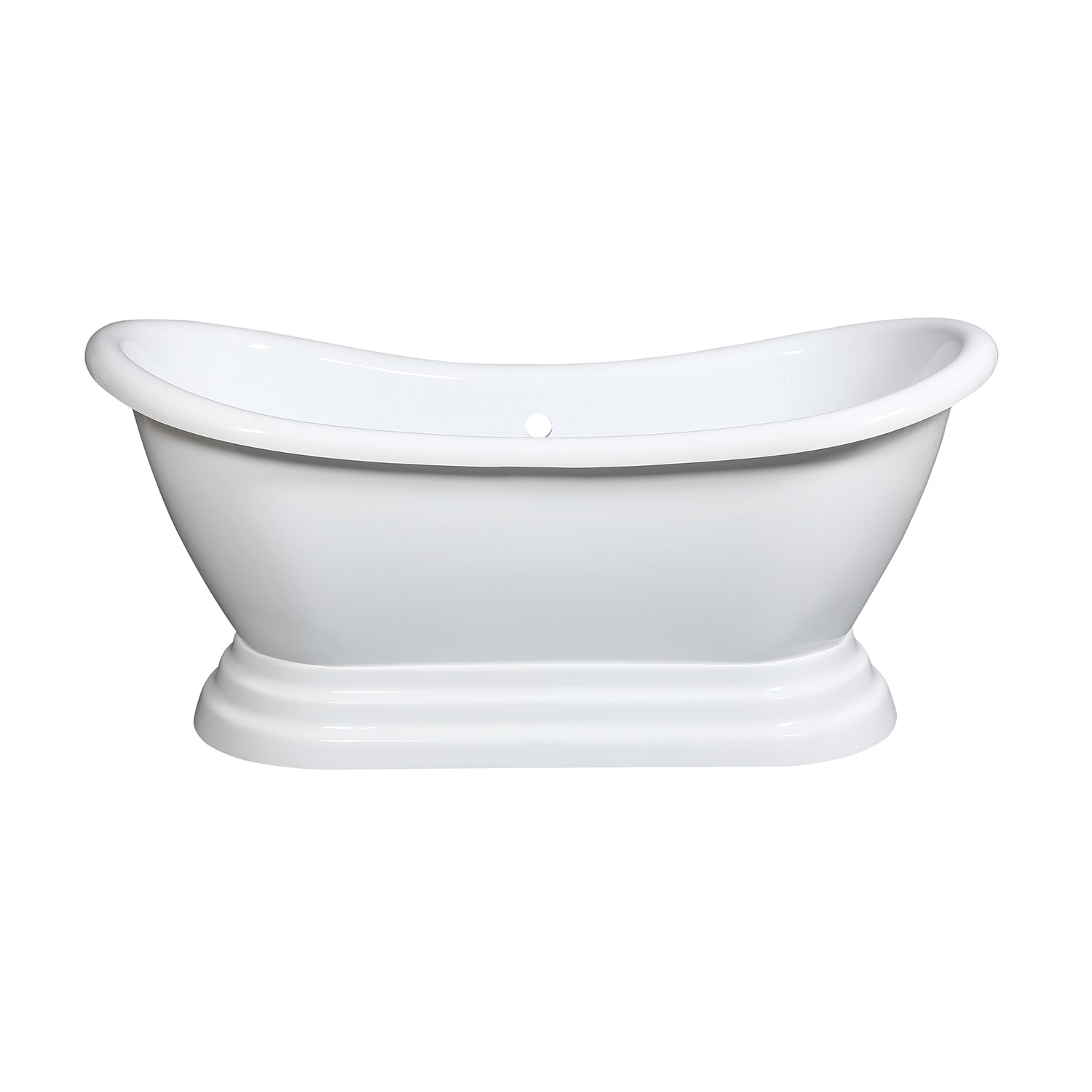 Kingston Brass VTPDS602827 60" Acrylic Oval Double Slipper Pedestal Tub (No Faucet Drillings), Glossy White