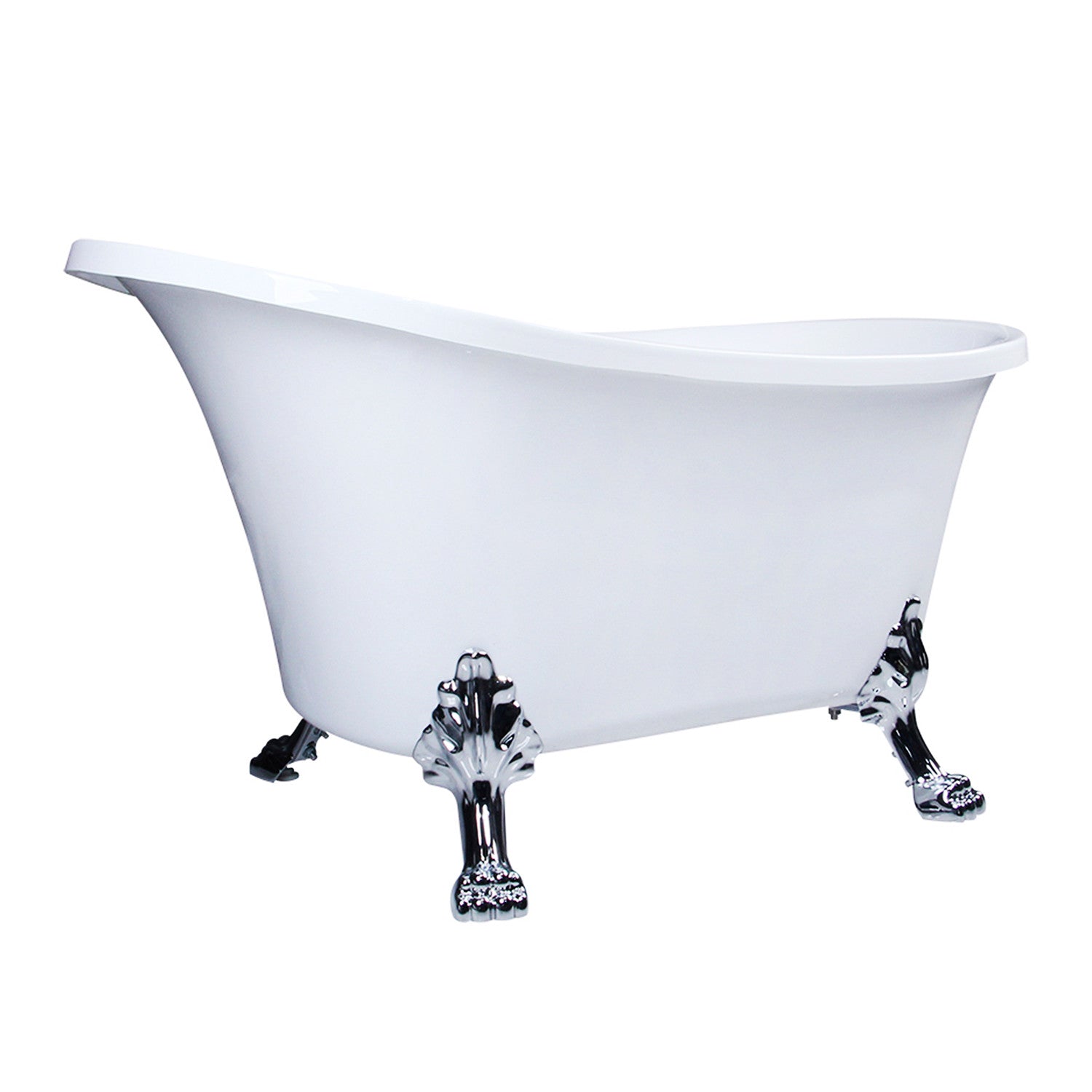 Aqua Eden VTND512824WAC1 51" Acrylic Oval Double Slipper Clawfoot Tub (No Faucet Drillings), Glossy White/Polished Chrome