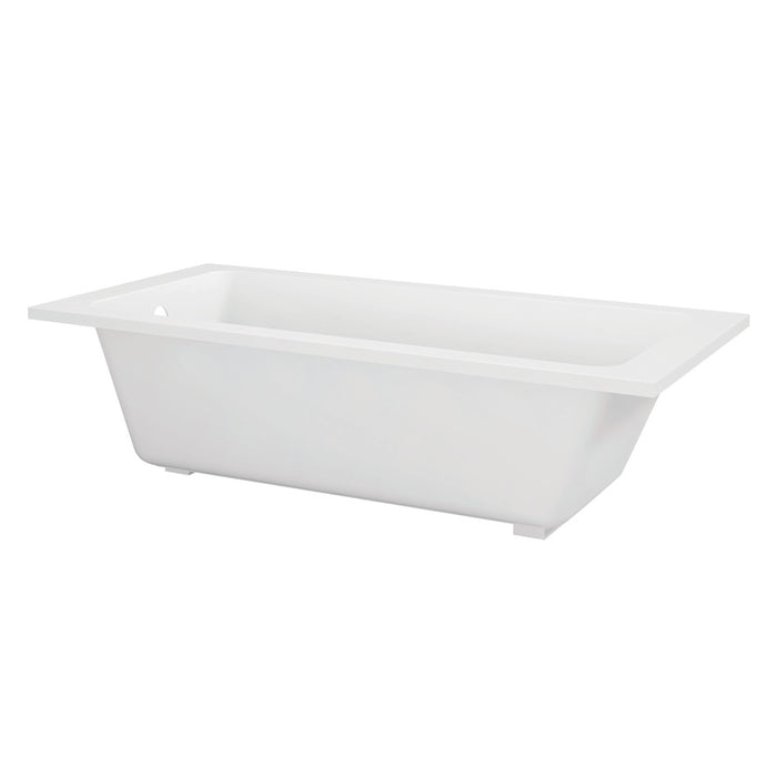 Kingston Brass VTPN673219T 67" Acrylic Rectangular Drop-In Tub with Anti-Skid Surface, Glossy White