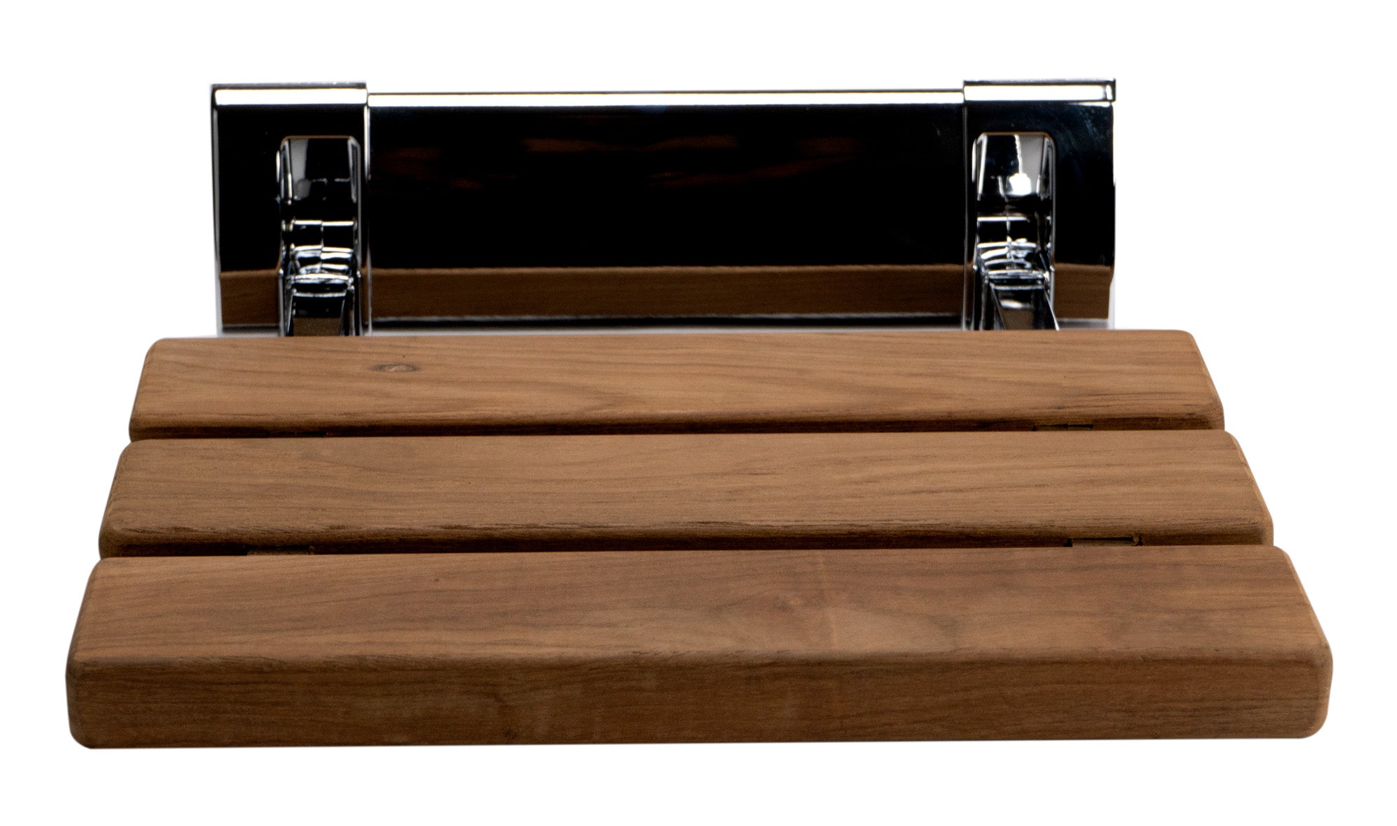 ALFI ABS14-PC Polished Chrome 14" Folding Teak Wood Shower Seat Bench