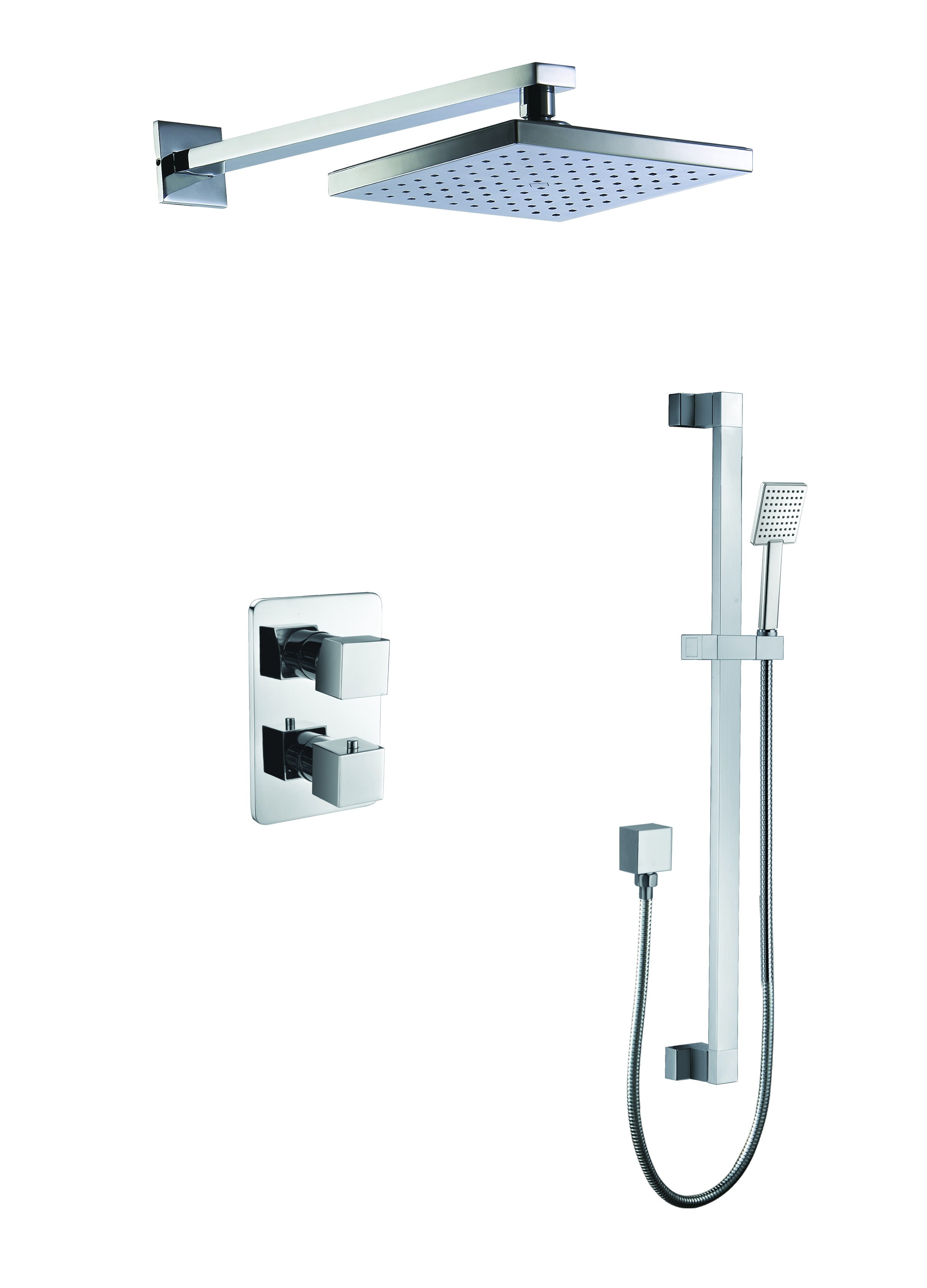 ALFI AB2830-PC Polished Chrome 2 Way Thermostatic Square Shower Set