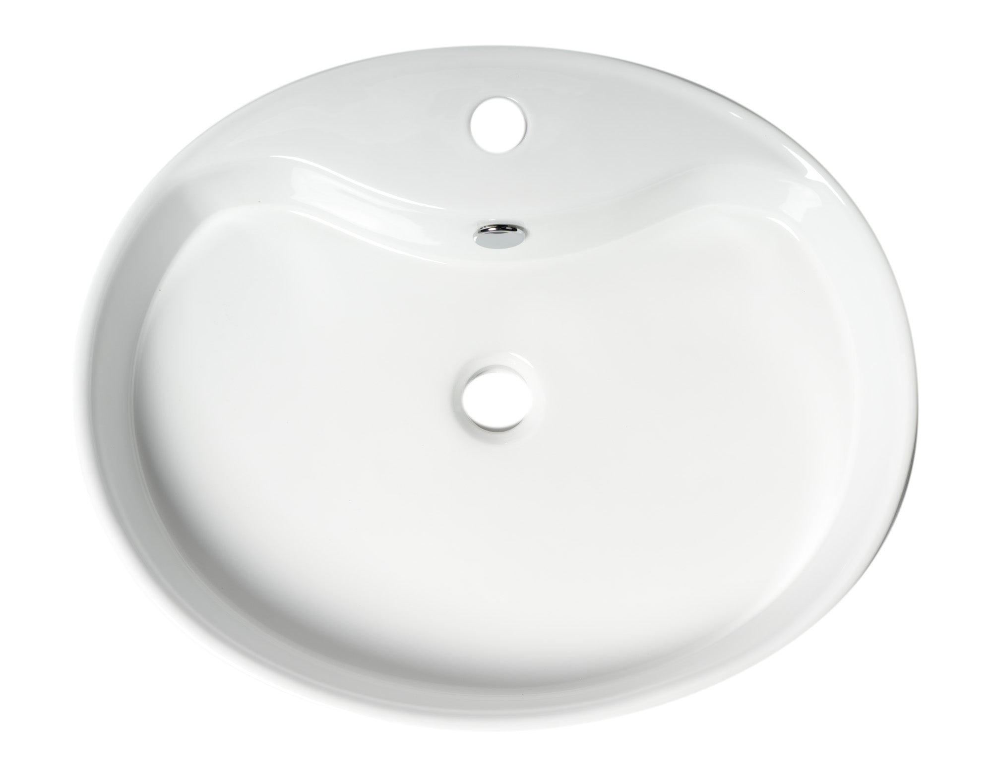 ALFI ABC910 White 22" Oval Above Mount Ceramic Sink with Faucet Hole