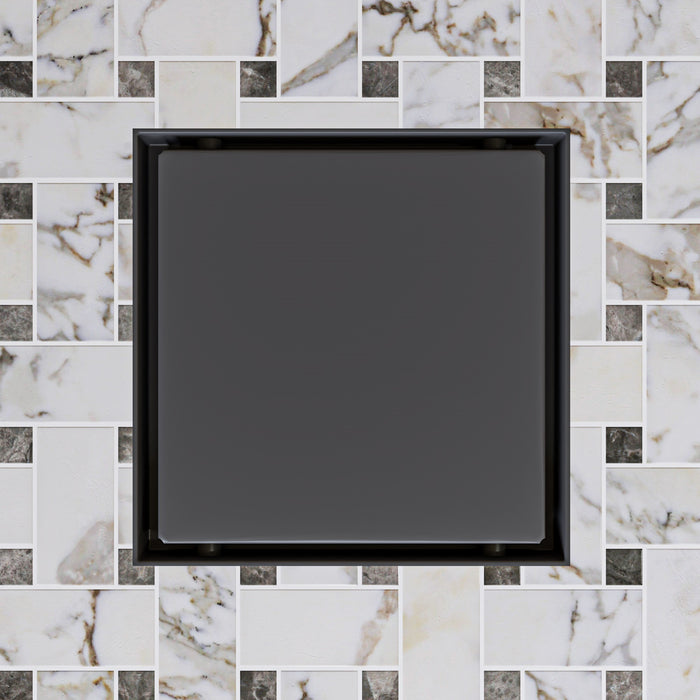 ALFI ABSD55B-BM 5" x 5" Black Matte Square Stainless Steel Shower Drain with Solid Cover