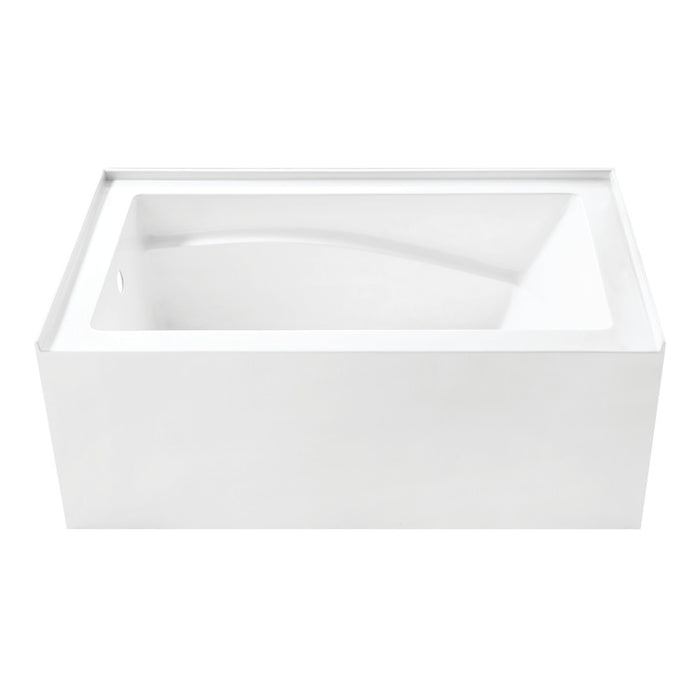 Aqua Eden VTAM5432L22D 54" Acrylic Rectangular 3-Wall Alcove Tub, Left Hand Drain and Anti-Skid Surface, Glossy White