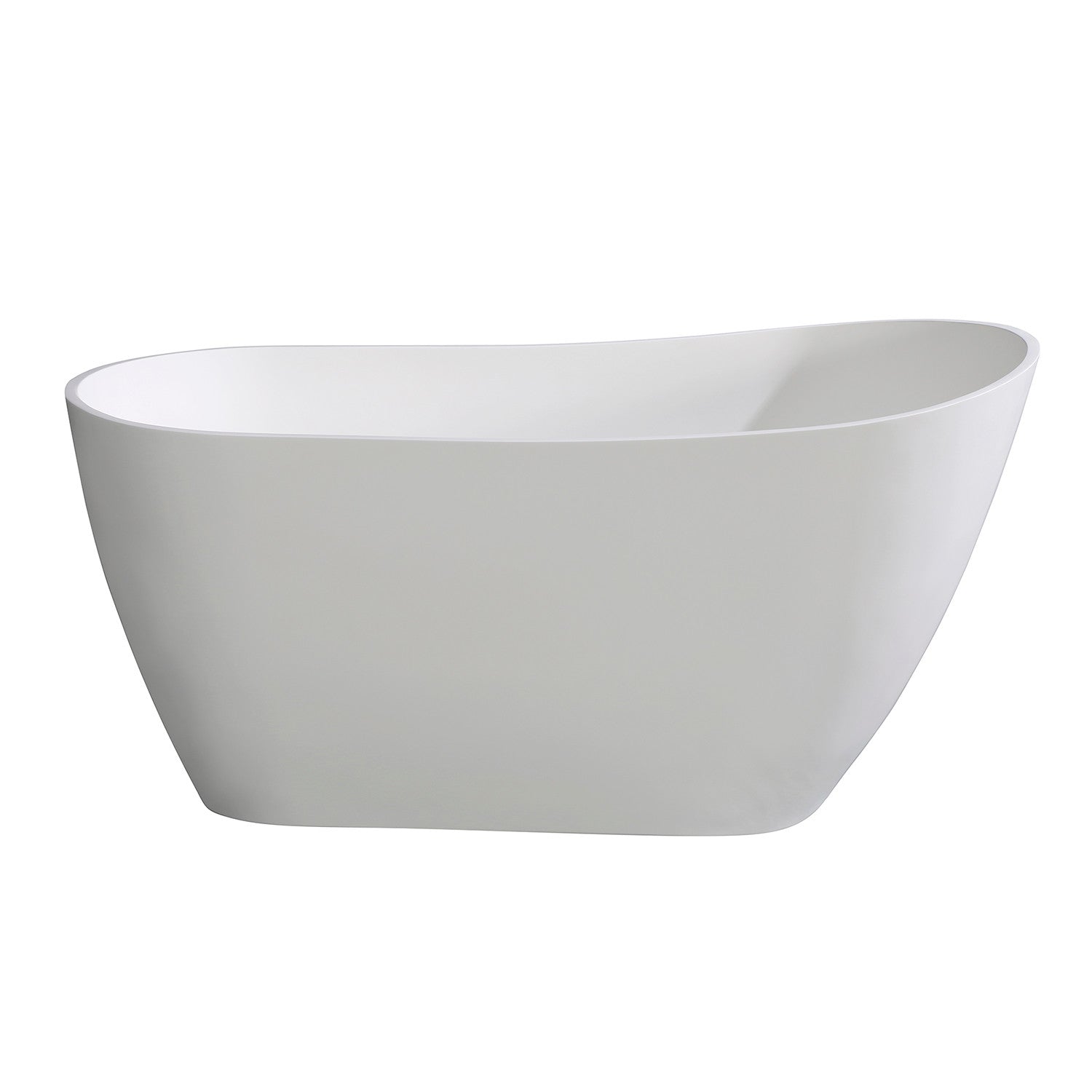 Kingston Brass VRTSS513026 52" Solid Surface Oval Single Slipper Freestanding Tub with Drain, Glossy White/Matte White