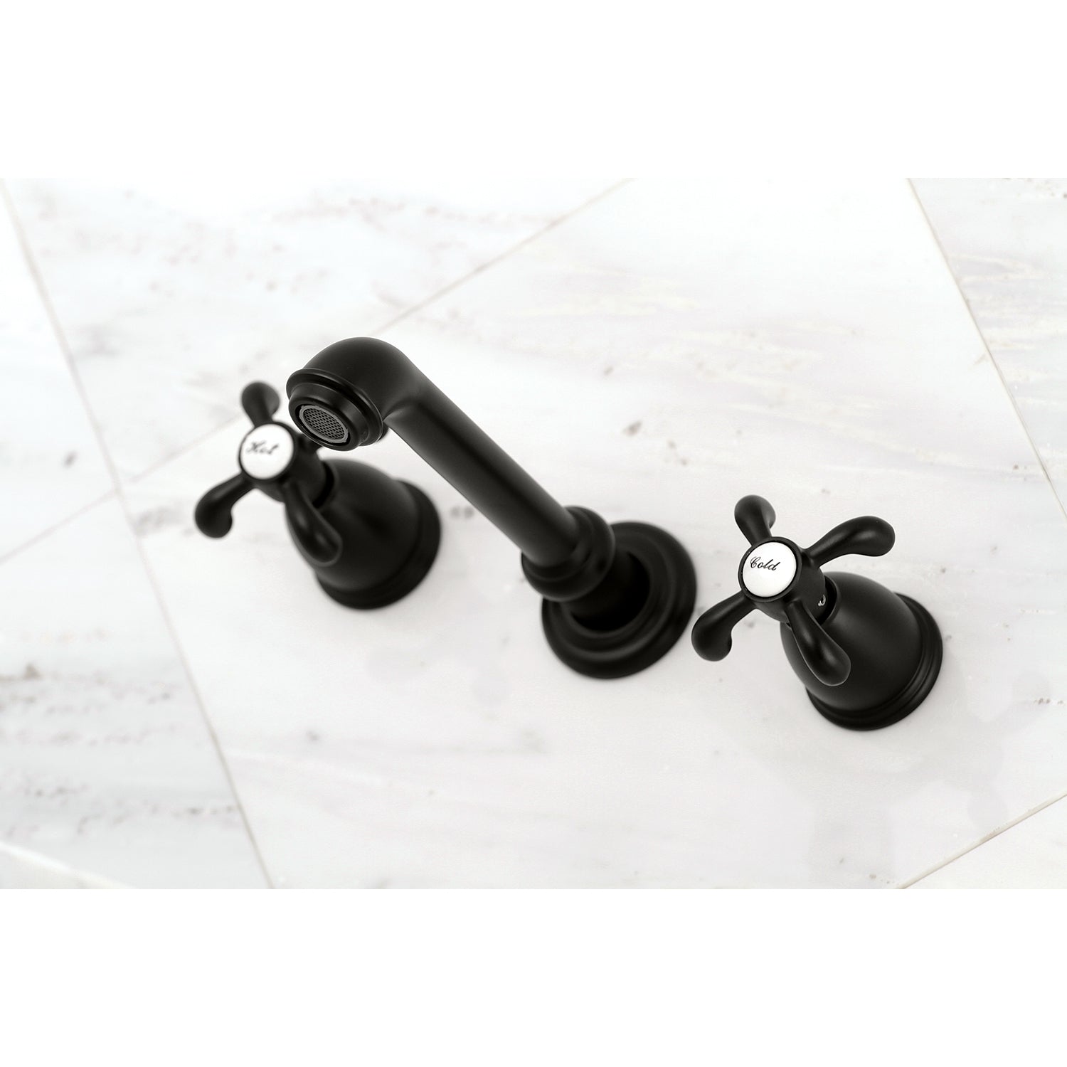 Kingston Brass KS7020TX French Country Two-Handle Wall Mount Roman Tub Faucet, Matte Black