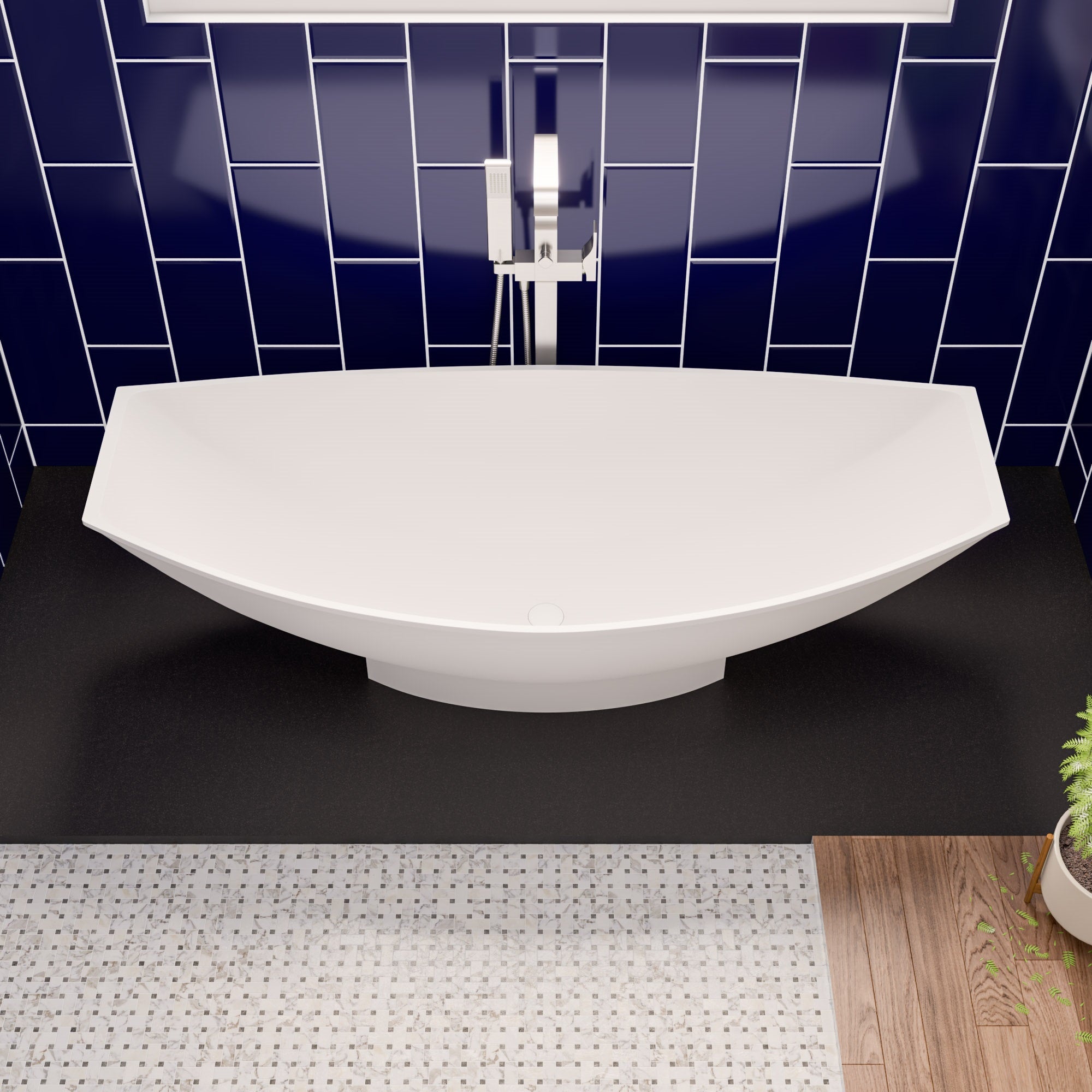 ALFI AB2180-BN Brushed Nickel Single Lever Floor Mounted Tub Filler Mixer w Hand Held Shower Head