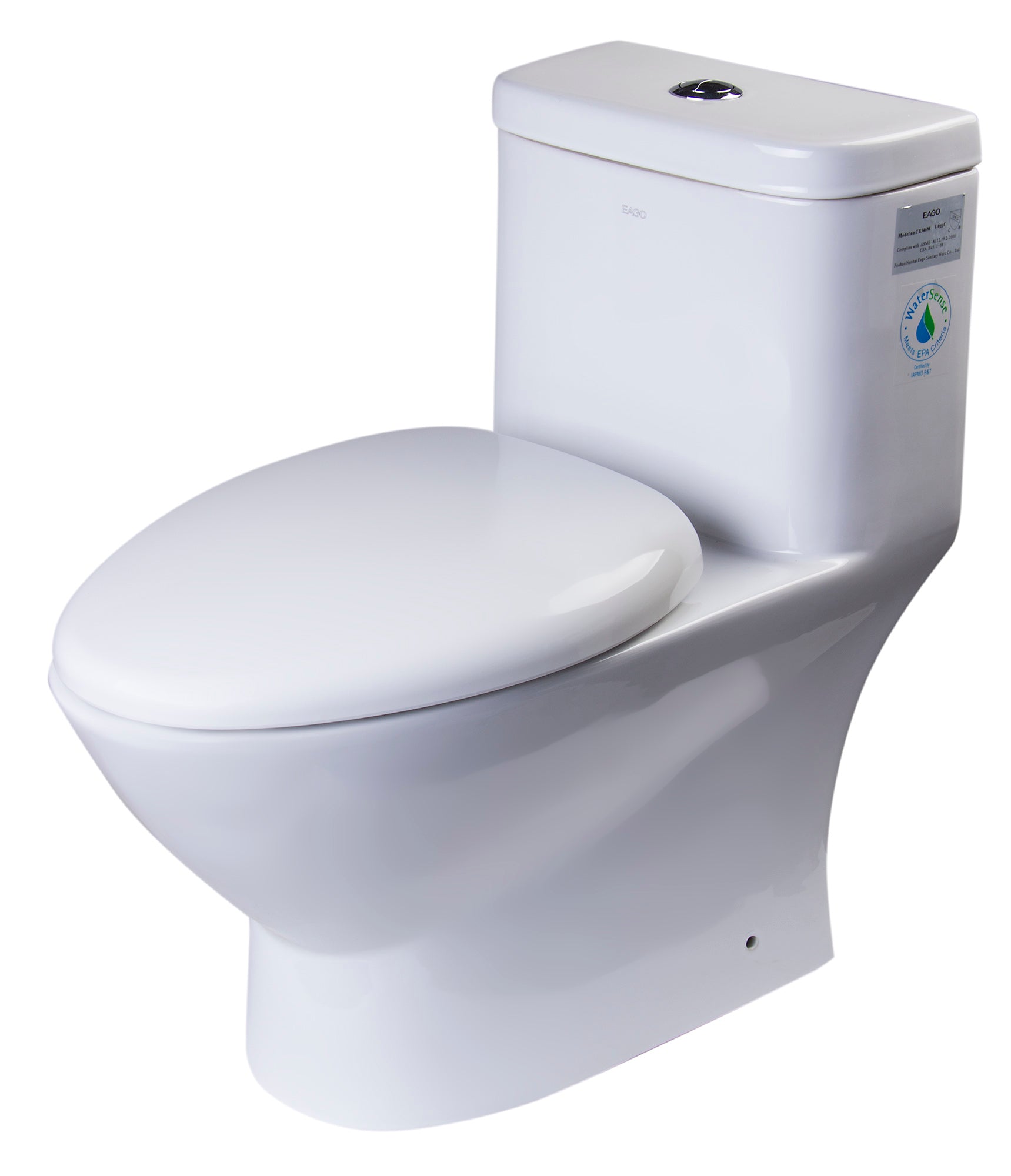 EAGO TB346 MODERN DUAL FLUSH ONE PIECE  HIGH EFFICIENCY LOW FLUSH CERAMIC TOILET