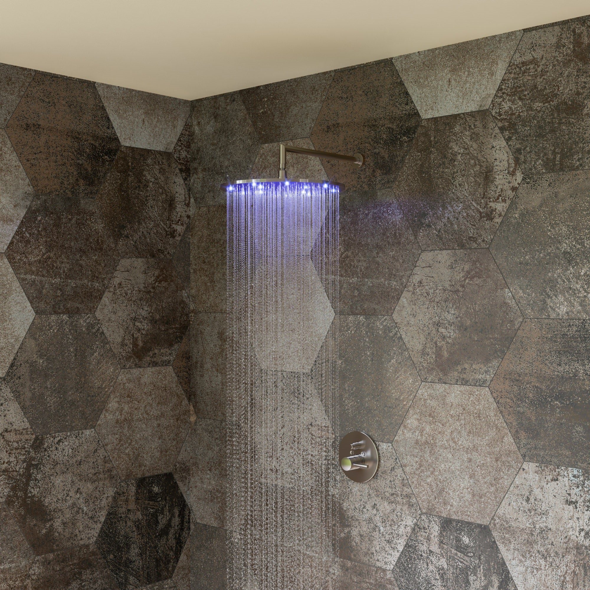 ALFI LED16R-BN Brushed Nickel 16" Round Multi Color LED Rain Shower Head