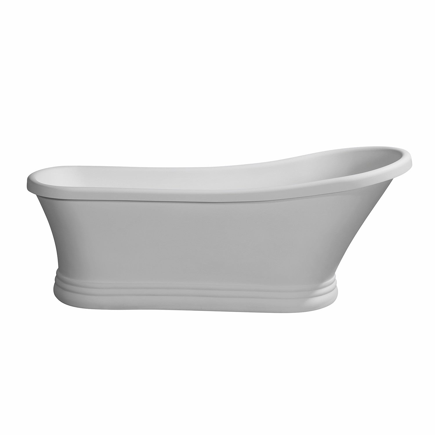 Aqua Eden VRTSS673026 68" Solid Surface Oval Single Slipper Pedestal Tub with Drain (No Faucet Drillings), Glossy White/Matte White