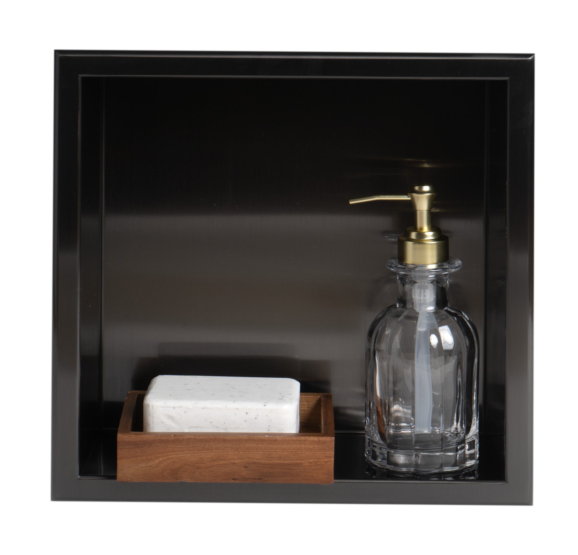 ALFI ABNP1212-BB 12" x 12" Brushed Black PVD Stainless Steel Square Single Shelf Shower Niche