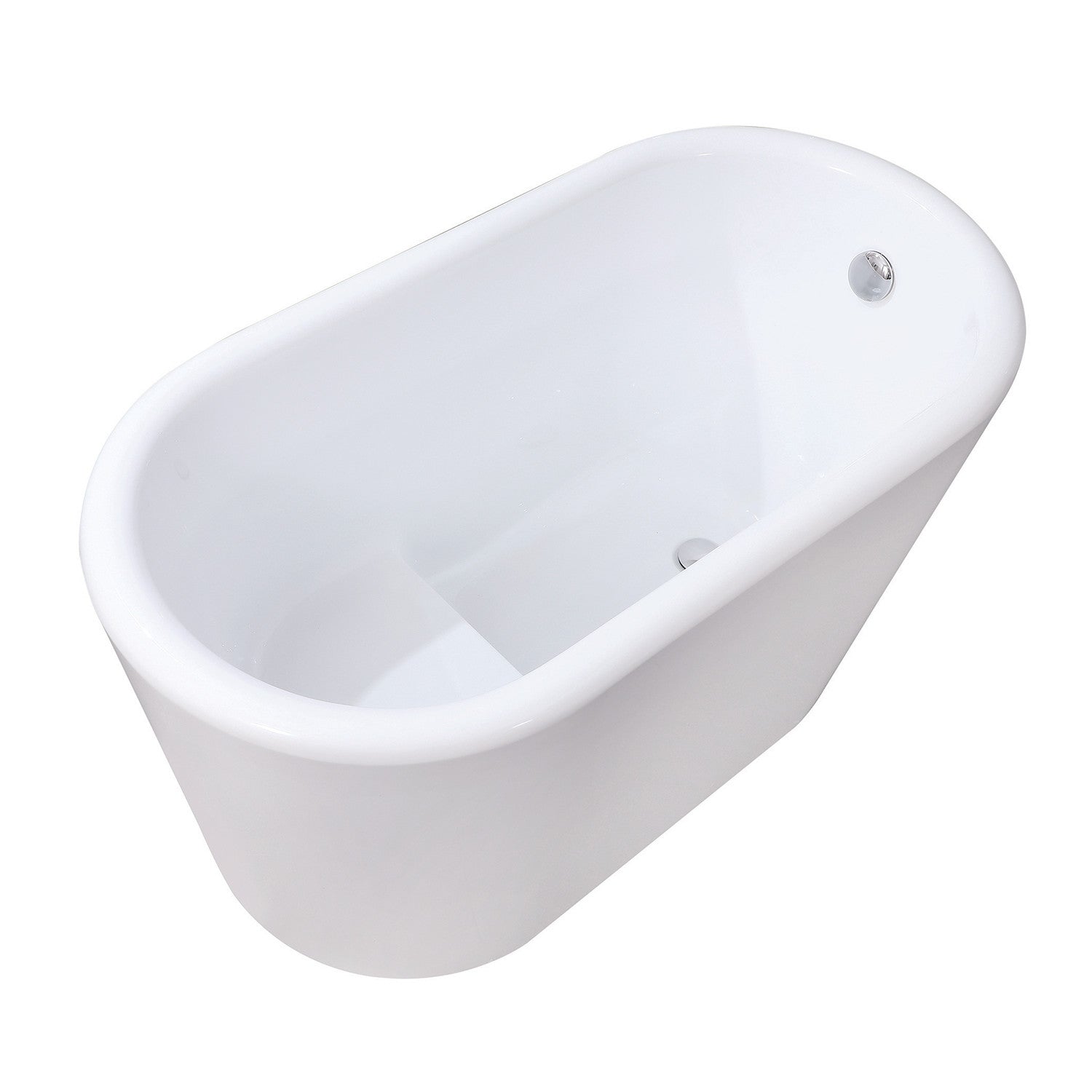 Kingston Brass VTDE512628BA 51" Acrylic Oval Double Ended Freestanding Tub with Drain and Integrated Seat, Glossy White