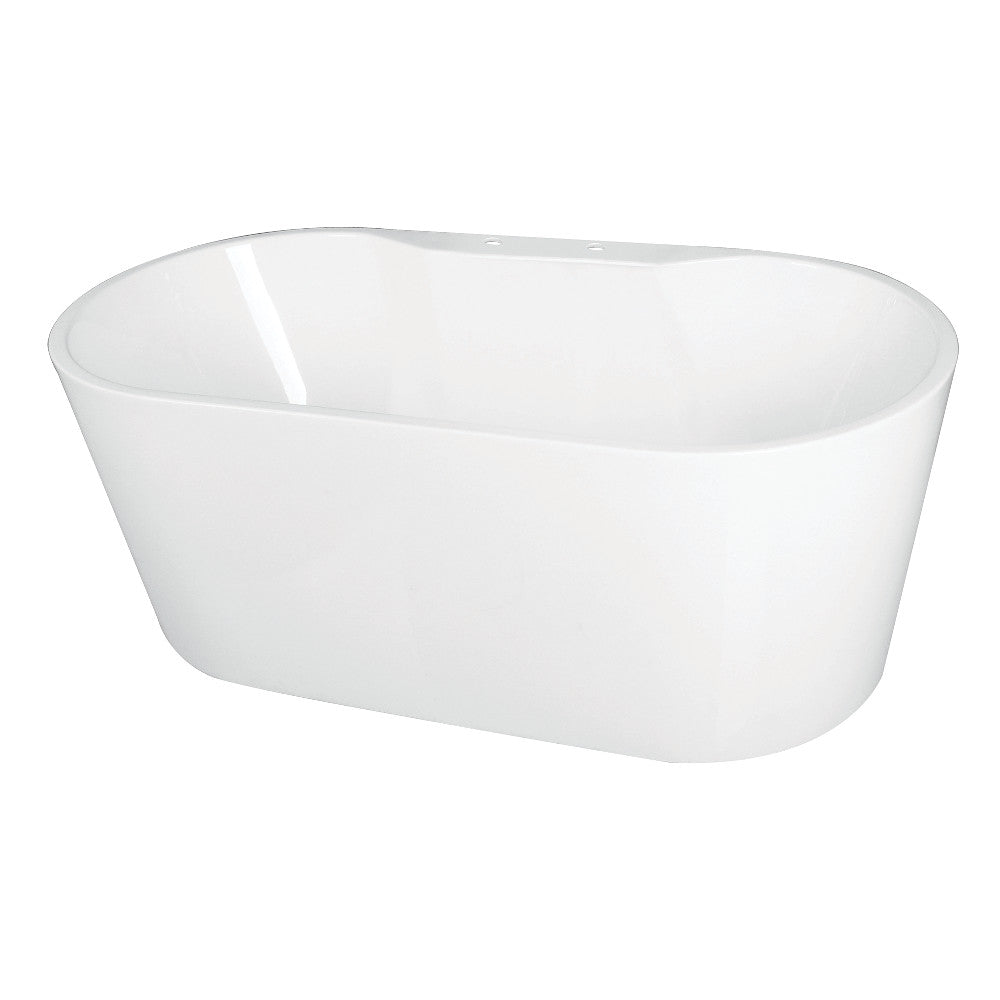 Kingston Brass VT7DE593023 59" Acrylic Oval Double Ended Freestanding Tub with Drain, Glossy White