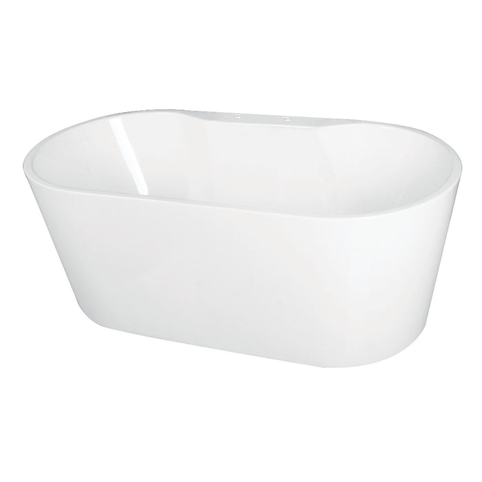 Kingston Brass VT7DE593023 59" Acrylic Oval Double Ended Freestanding Tub with Drain, Glossy White