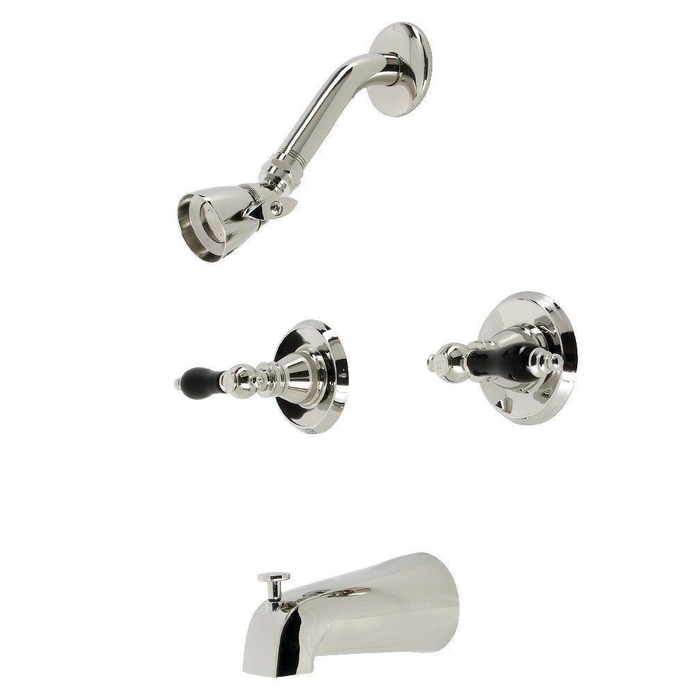 Kingston Brass KB246AKL Duchess Double-Handle Tub and Shower Faucet, Polished Nickel