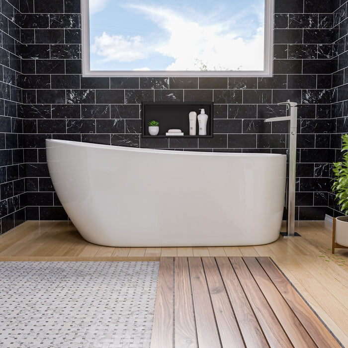 ALFI AB8826 68 inch White Oval Acrylic Free Standing Soaking Bathtub